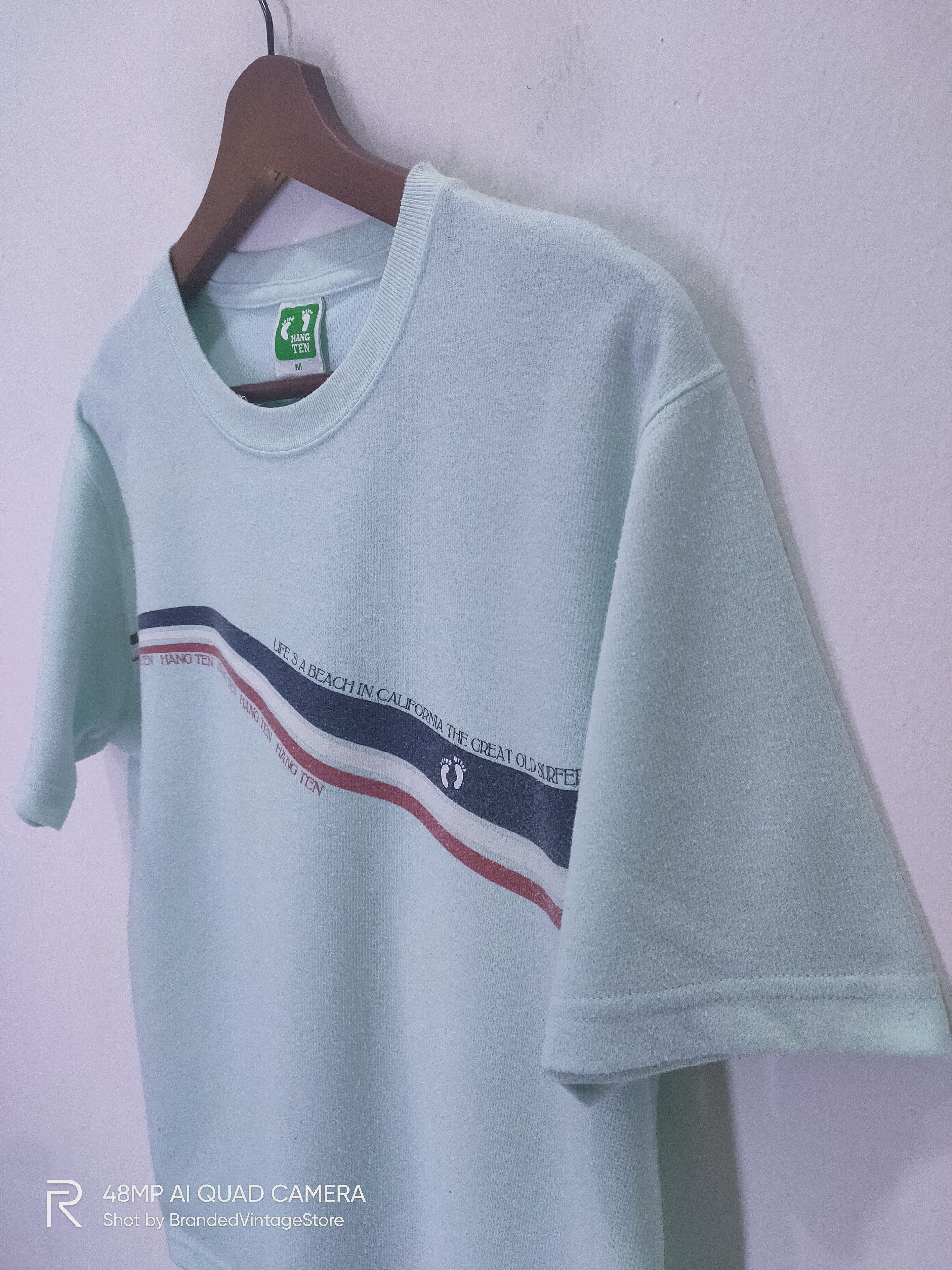 Hang Ten Vintage 80s HANG TEN Stripe Logo California Beach Surf Tee Size US M / EU 48-50 / 2 - 3 Thumbnail