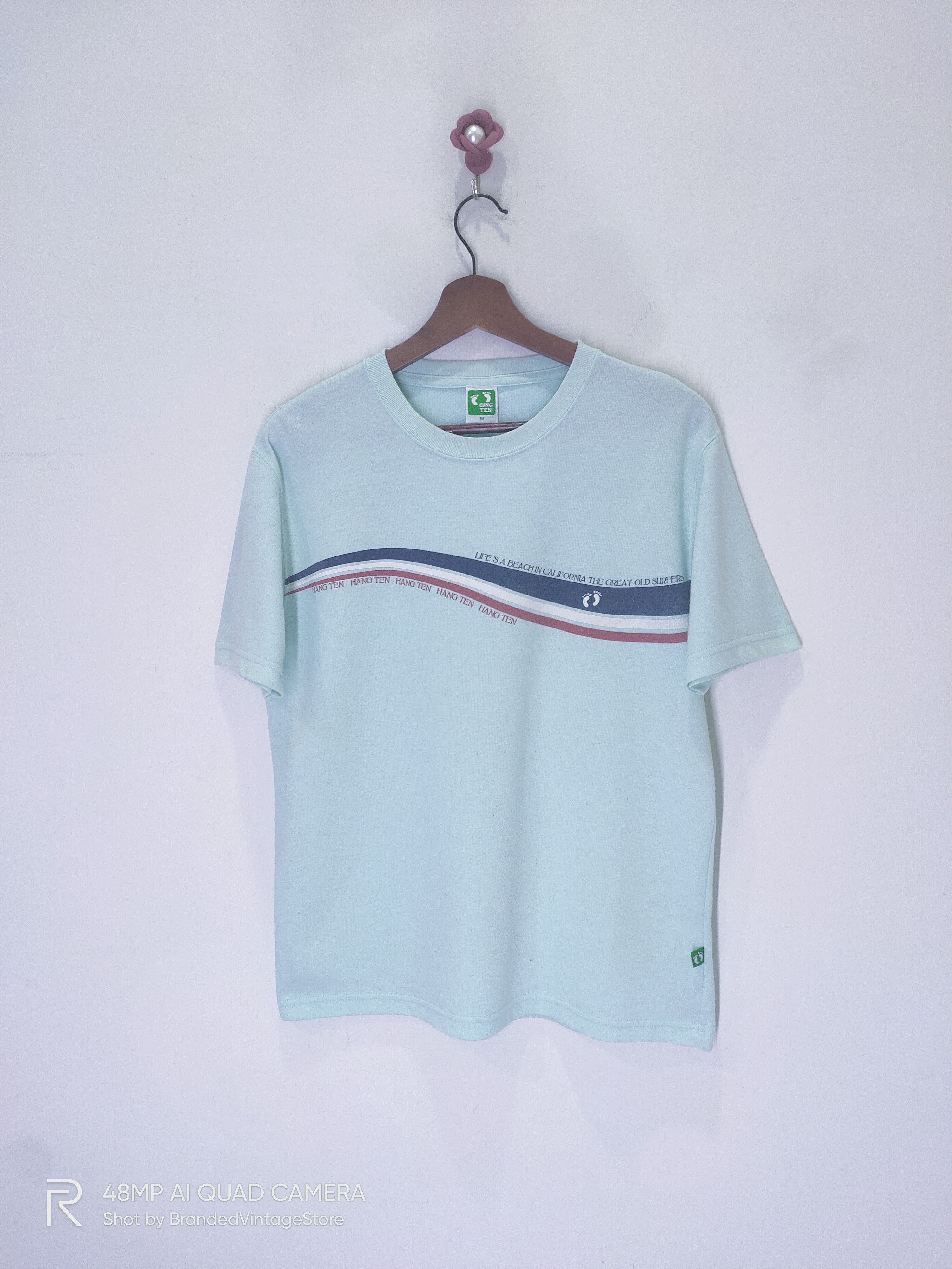 Hang Ten Vintage 80s HANG TEN Stripe Logo California Beach Surf Tee Size US M / EU 48-50 / 2 - 1 Thumbnail