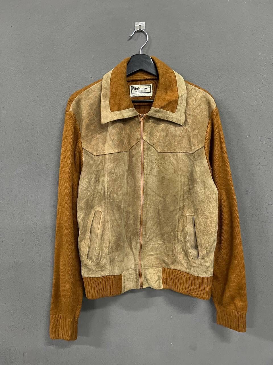 Japanese Brand RICHMAN BROTHERS LEATHER KNITTED JACKET Size US L / EU 52-54 / 3 - 1 Thumbnail