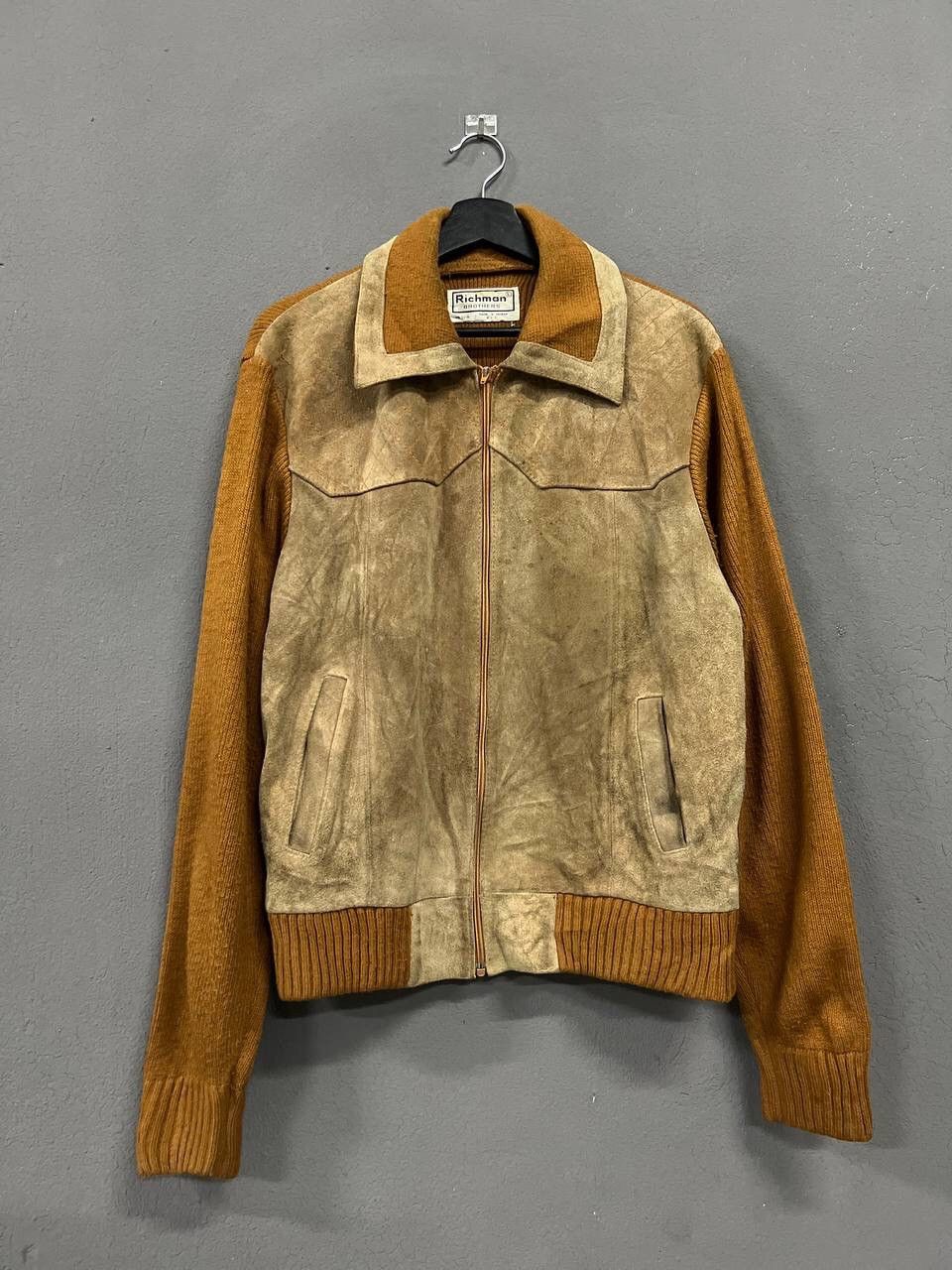 Japanese Brand RICHMAN BROTHERS LEATHER KNITTED JACKET Size US L / EU 52-54 / 3 - 4 Thumbnail
