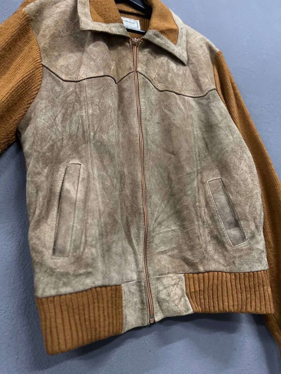 Japanese Brand RICHMAN BROTHERS LEATHER KNITTED JACKET Size US L / EU 52-54 / 3 - 6 Thumbnail
