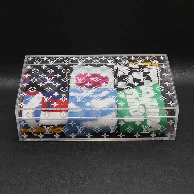 Louis Vuitton LV Archives 6 Socks Set Boite Scott Monogram Clear Plexiglass  Box