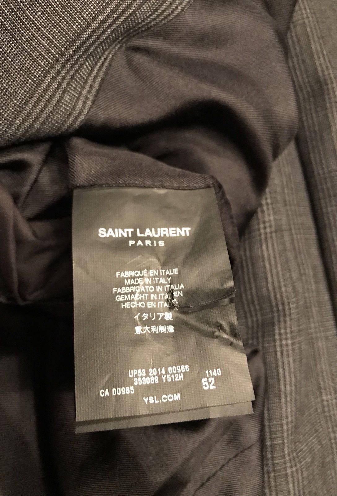 Hedi Slimane × Saint Laurent Paris FW14 Grey Plaid Suit Size 42R - 5 Thumbnail