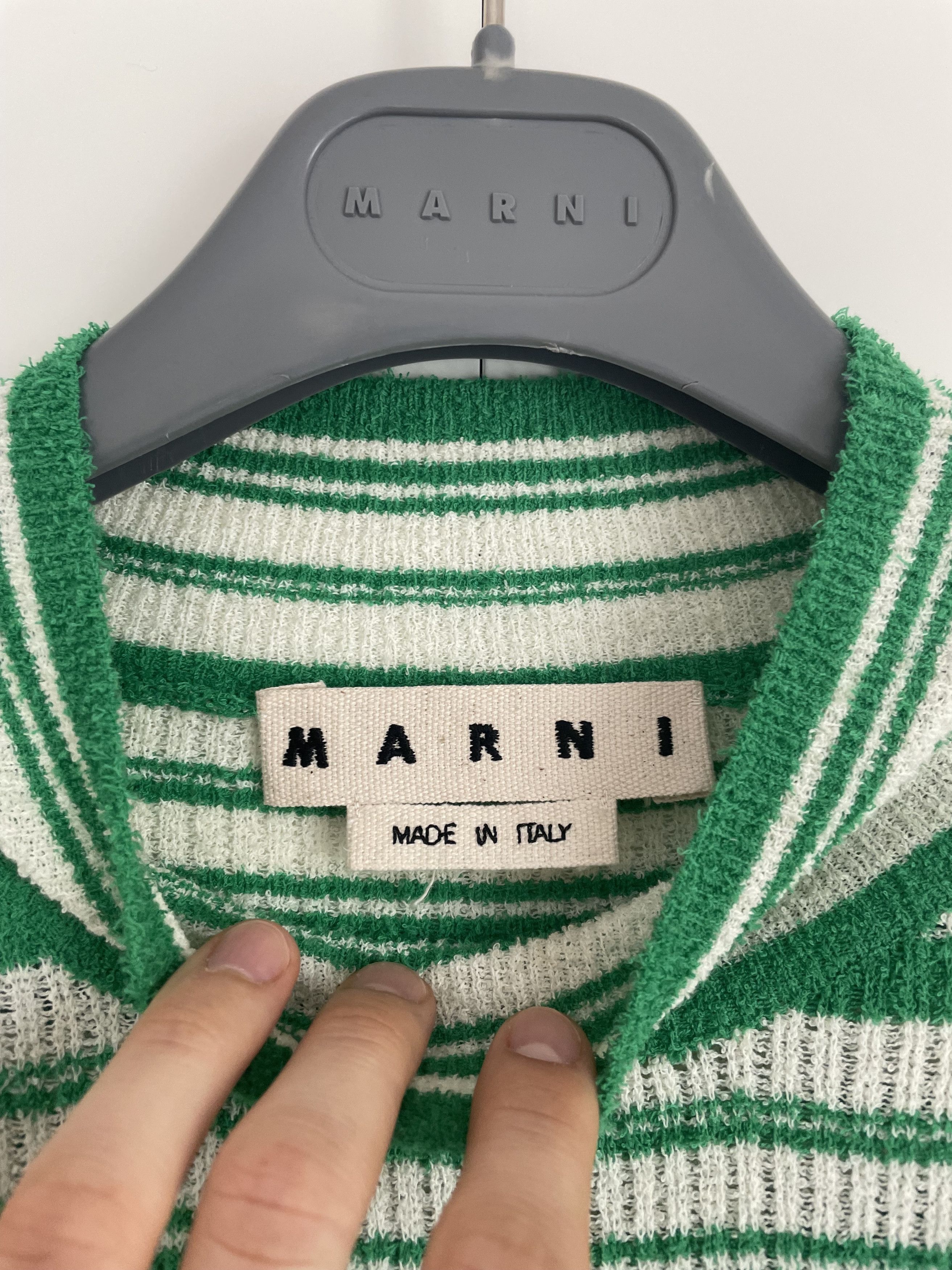 Marni Mock Neck Sweater Lawn Green Striped Size US S / EU 44-46 / 1 - 5 Thumbnail