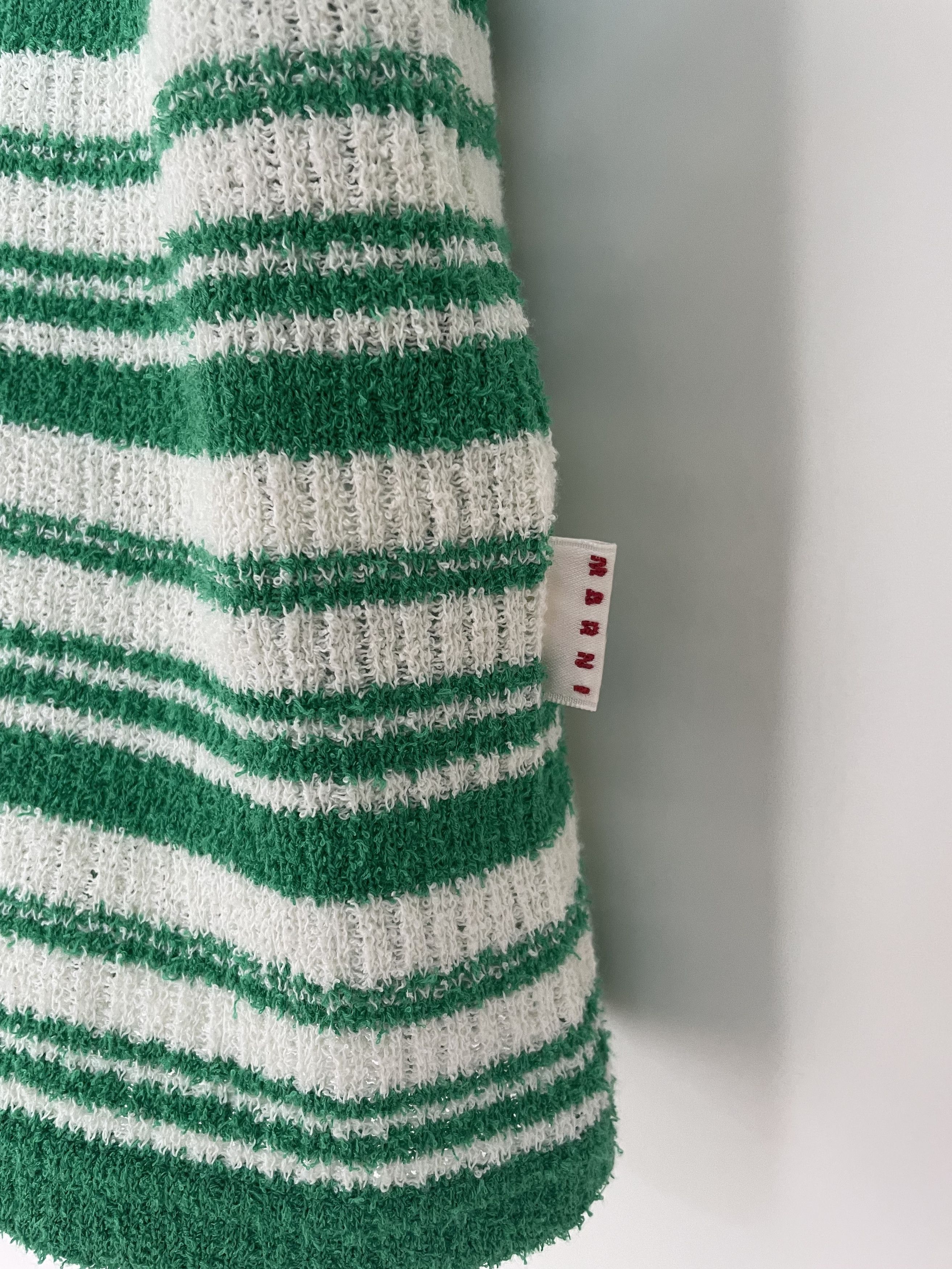 Marni Mock Neck Sweater Lawn Green Striped Size US S / EU 44-46 / 1 - 4 Thumbnail