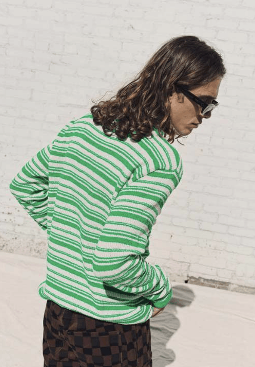 Marni Mock Neck Sweater Lawn Green Striped Size US S / EU 44-46 / 1 - 9 Thumbnail