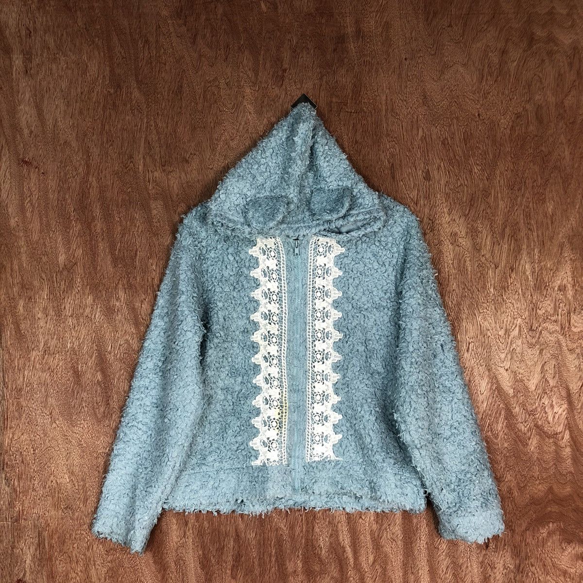 image of Homespun Knitwear x Vintage Yuto Nila Hoodies Shag Shaggy Fur Mohair Knitwear 6702 in Blue (Size Me