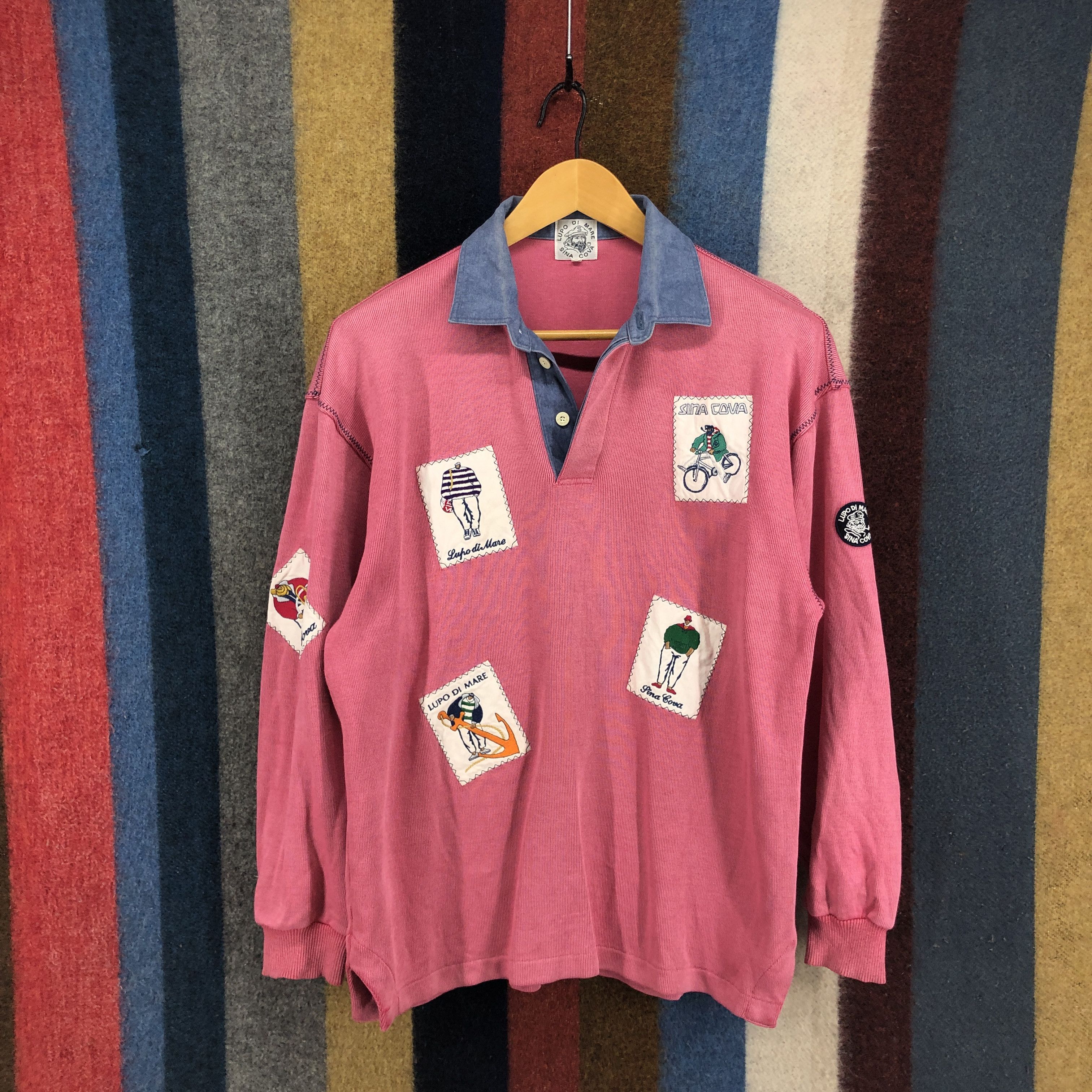 image of Lupo Di Mare Sina Cova Sweatshirt Patch Logo 0561/x in Pink, Men's (Size Medium)