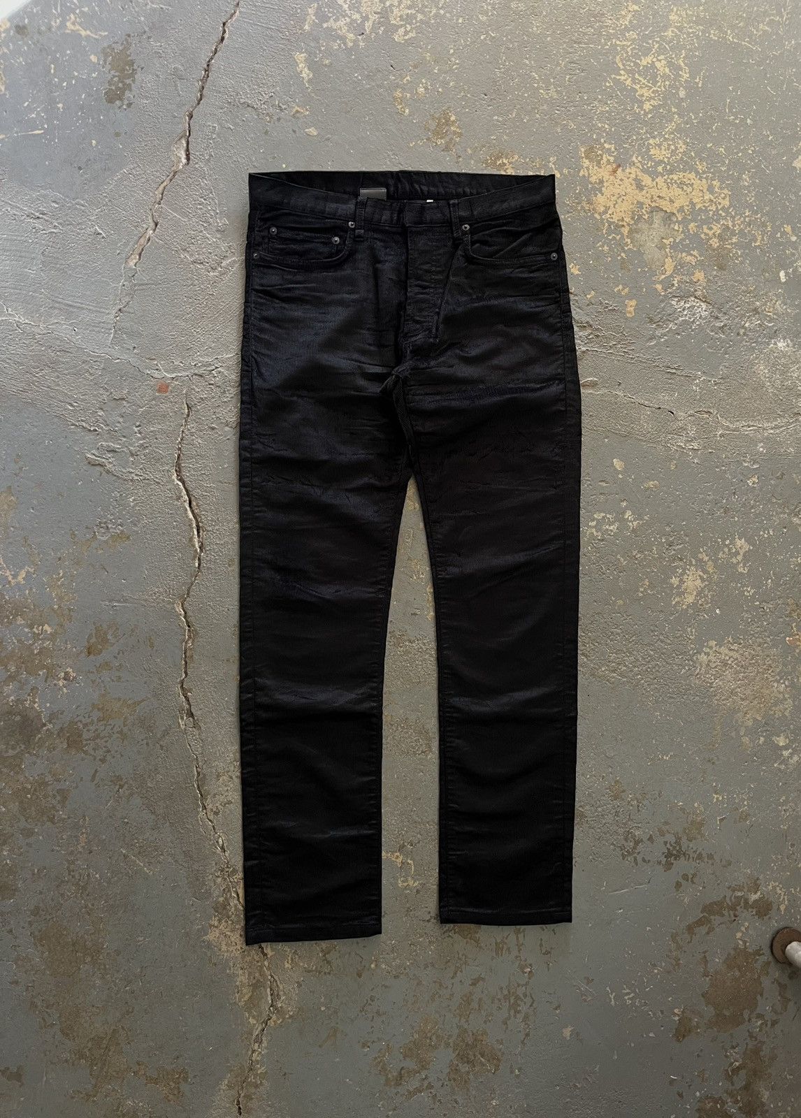 image of Dior x Hedi Slimane Ss04 “Strip” Waxed Corduroy Jeans in Black Wax, Men's (Size 32)