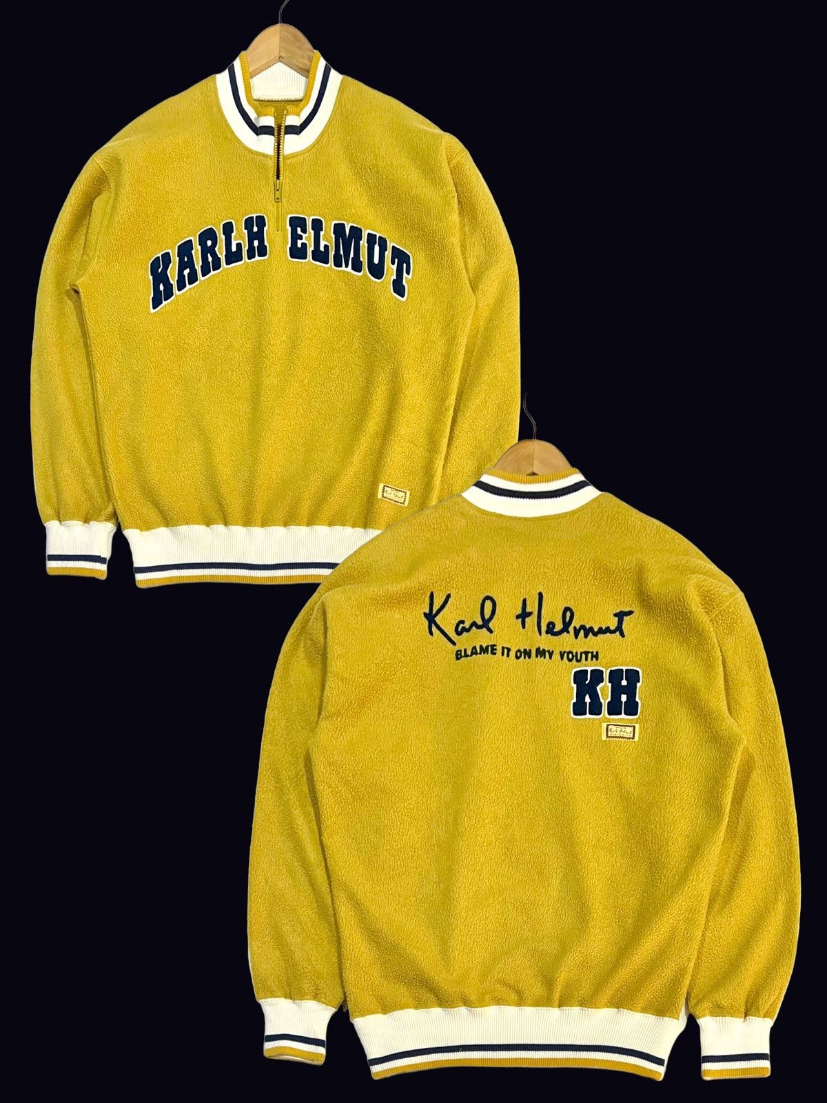 Karl Helmut VTG 90s KARL HELMUT SHERPA BIG EMBROIDERED SPELLOUT HALF ZIP Size US L / EU 52-54 / 3 - 1 Thumbnail