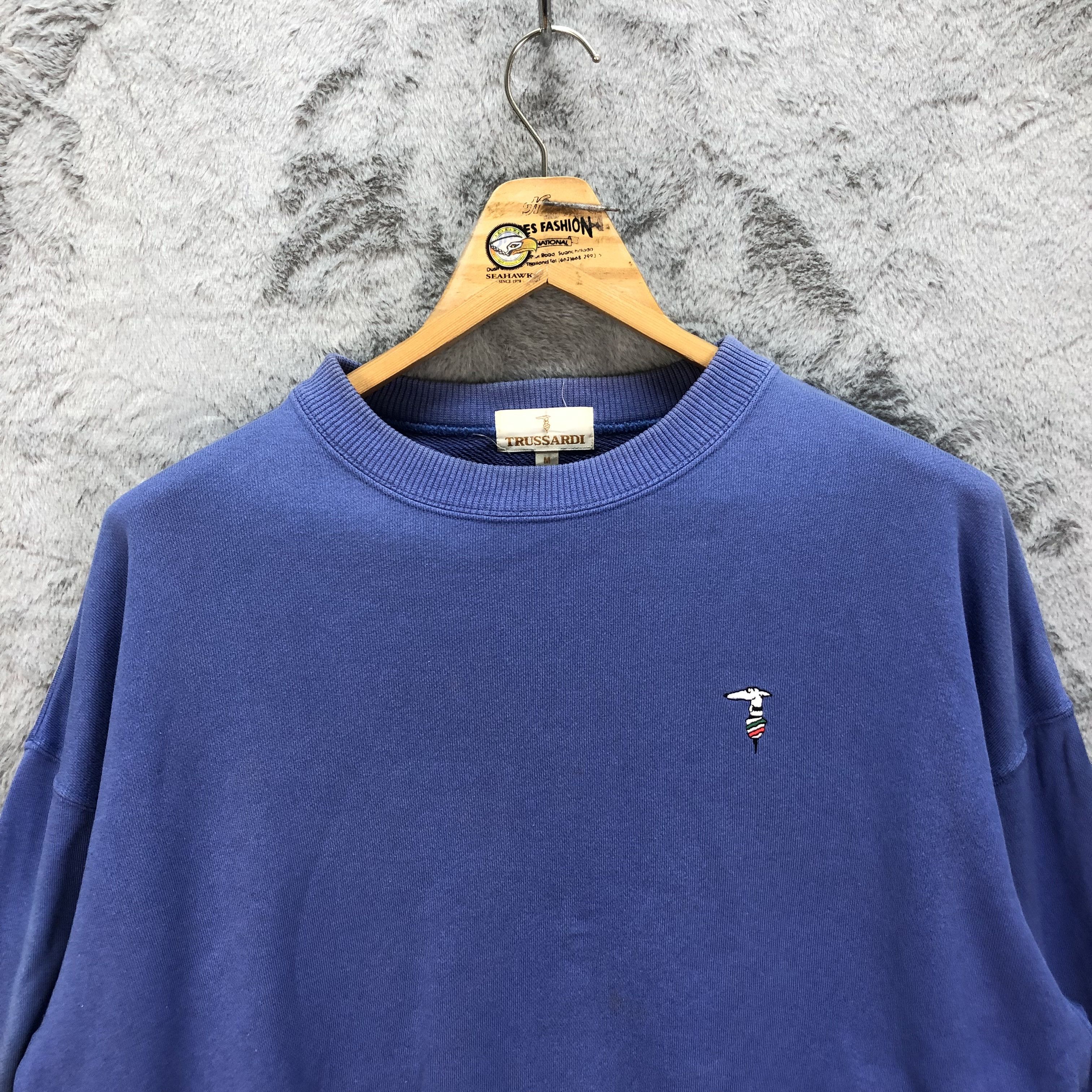 Trussardi Vintage Trussardi Small Logo Blue Sweatshirts #5334-184 Size US M / EU 48-50 / 2 - 2 Thumbnail