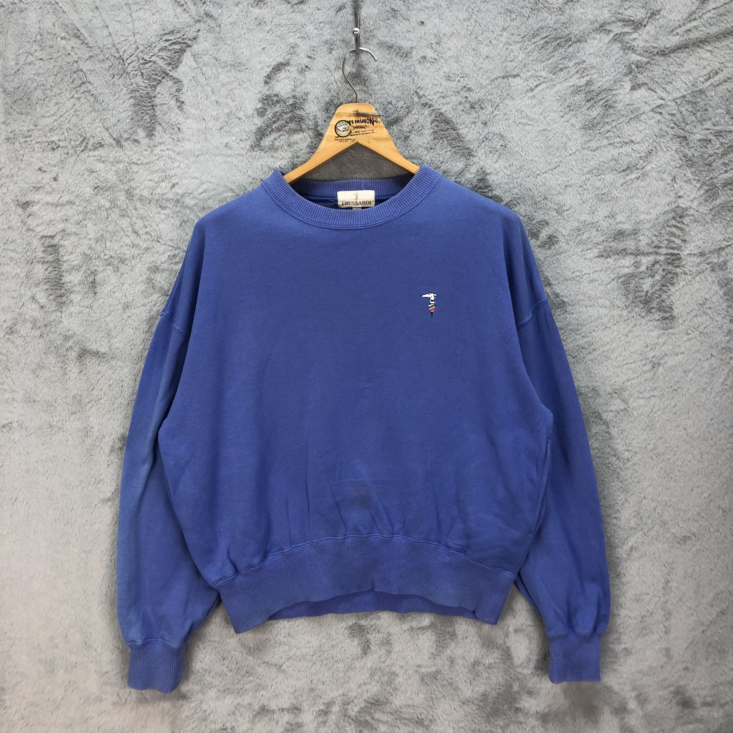Trussardi Vintage Trussardi Small Logo Blue Sweatshirts #5334-184 Size US M / EU 48-50 / 2 - 1 Thumbnail