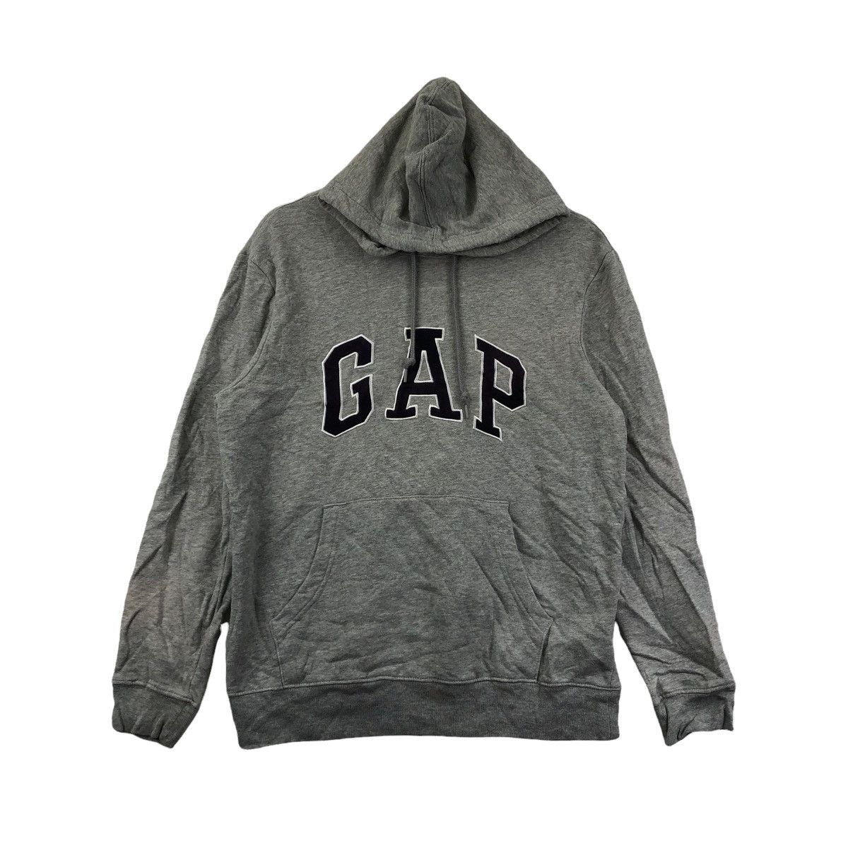 Vtg GAP USA Stock Logo Grey Hoodie Pullover JumperSweatshirt