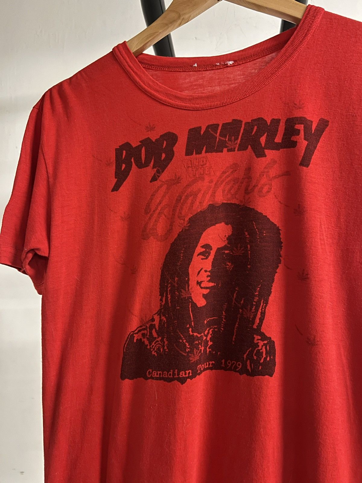 Image of Band Tees x Bob Marley Vintage Bob Marley The Wailers 1979 Tour Shirt Single Stitch in Red (Size Sm