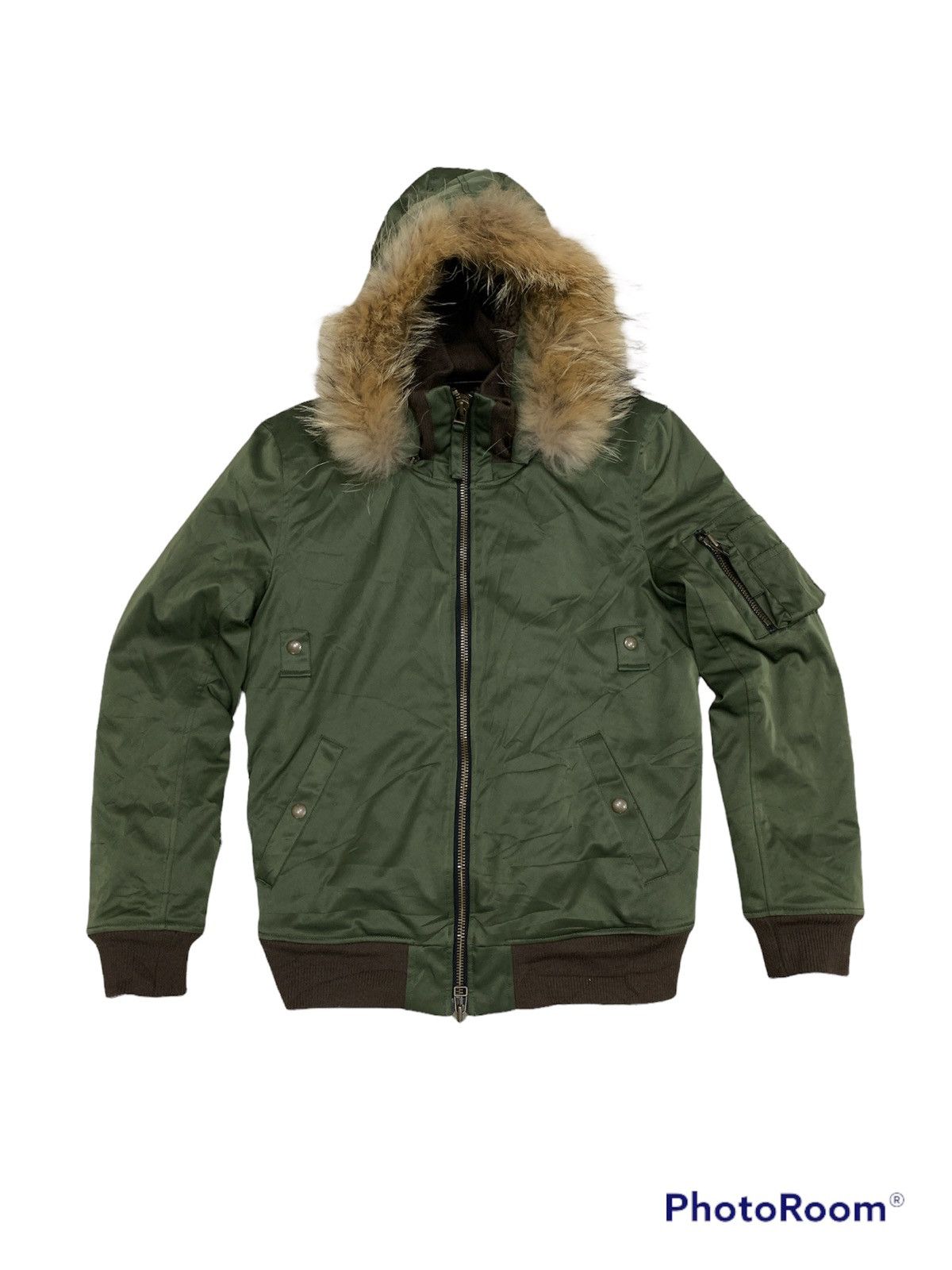 NO ID RACOON FUR INSULATED BOMBER JACKET LIKE NEW! Size US M / EU 48-50 / 2 - 1 Thumbnail