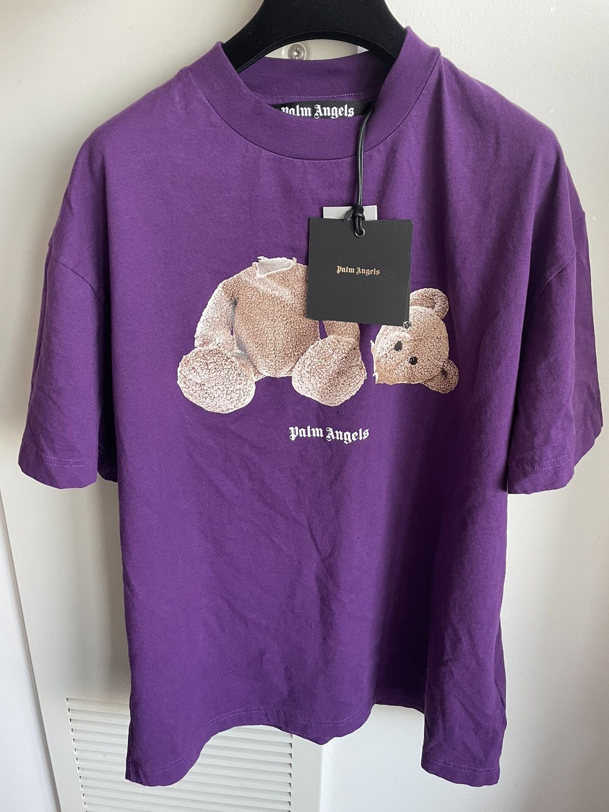 image of Palm Angels Limited Edition Iconic Classic Logo Bear Tee in Purple, Men's (Size XL)