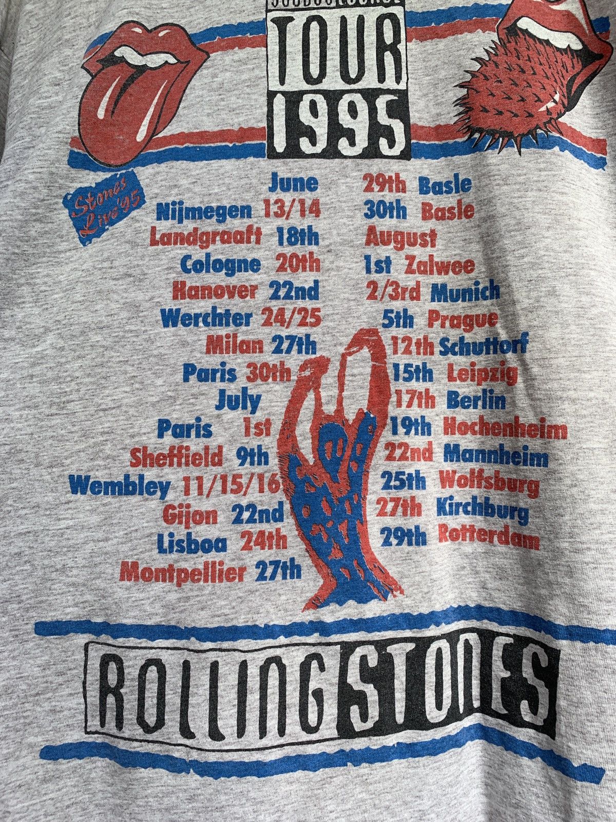 Band Tees 1995 Vintage The Rolling Stones Voodoo Lounge Tour T-Shirt Size US XL / EU 56 / 4 - 13 Thumbnail