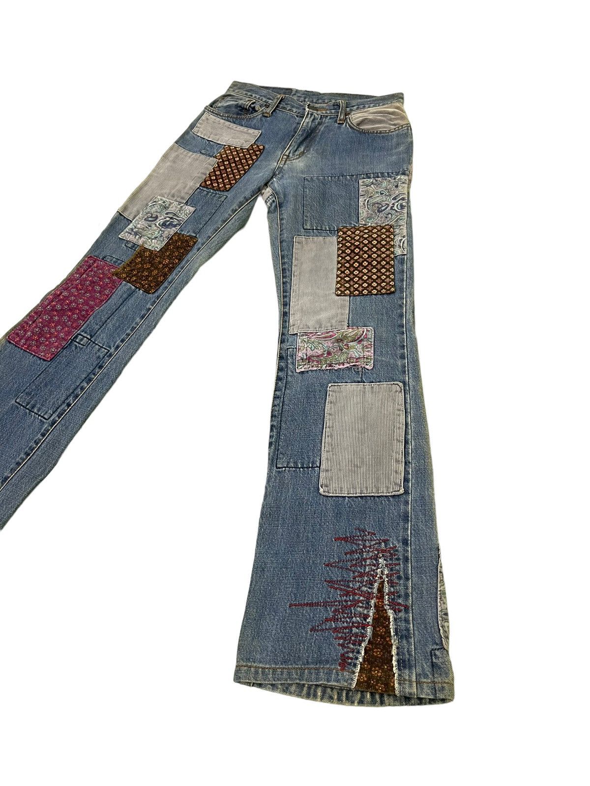 Hysteric Glamour Flare Jeans Vtg Hysteric Glamour Denim Patchwork Slim 1🟦9 Size US 27 - 1 Thumbnail