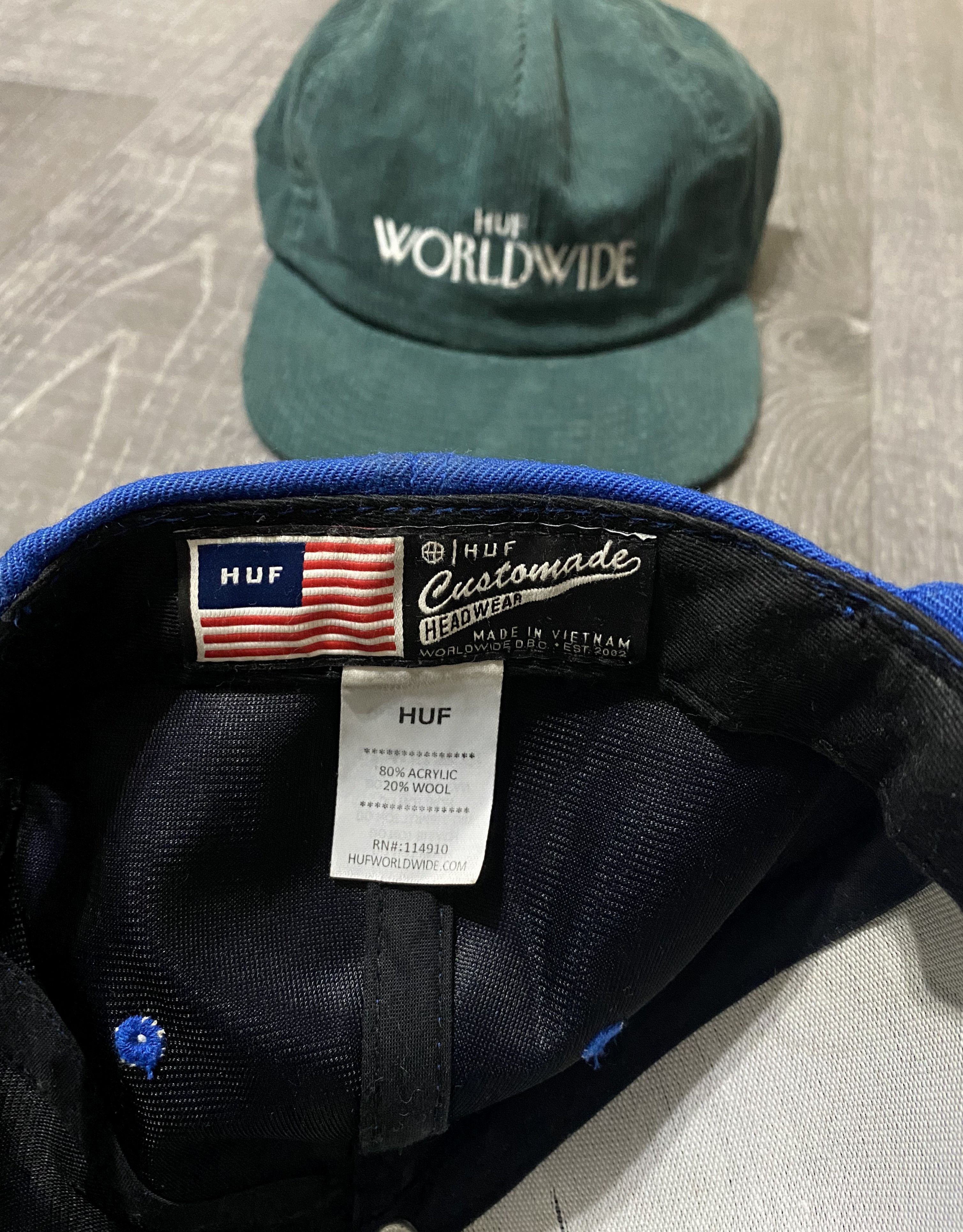Huf 2x Huf Cap Hat Set Snapback Green Blue Velvet Corduroy Wool Size ONE SIZE - 14 Thumbnail