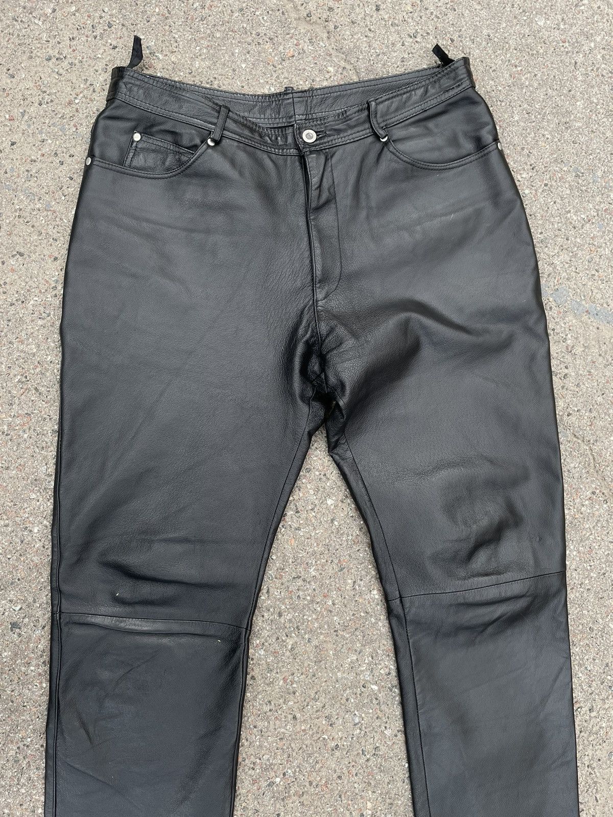 Vintage Genuine Leather Black Pants Size 50