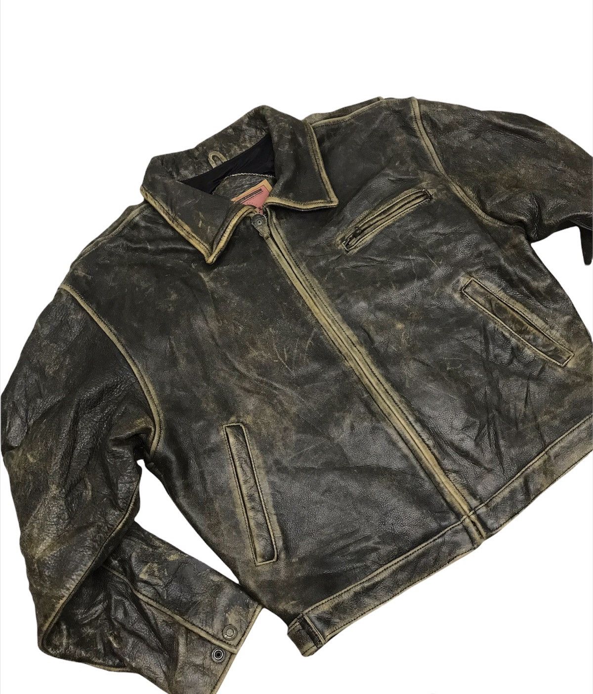 Vintage Vintage Genuine Leather Zipper Bomber Jacket Size US L / EU 52-54 / 3 - 2 Thumbnail