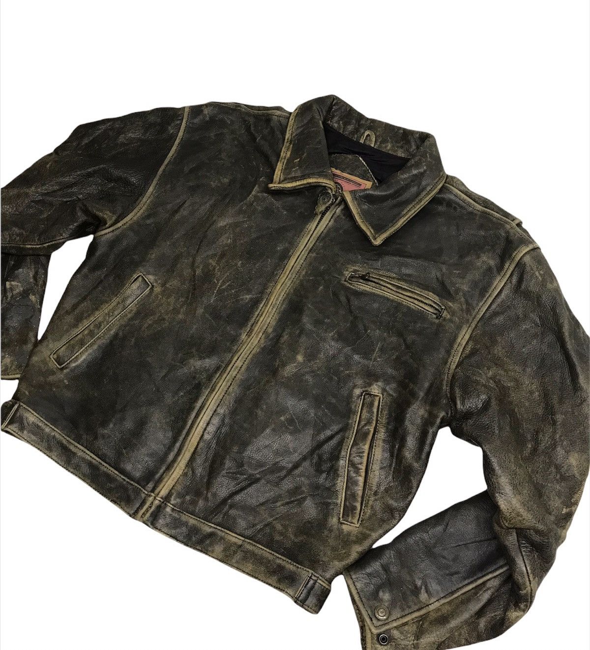 Vintage Vintage Genuine Leather Zipper Bomber Jacket Size US L / EU 52-54 / 3 - 3 Thumbnail