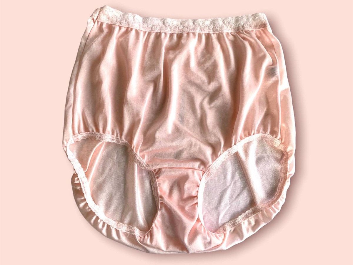 Vintage Panties Underwear Women’s Silky Lace Trim Panty Peach Pink ...