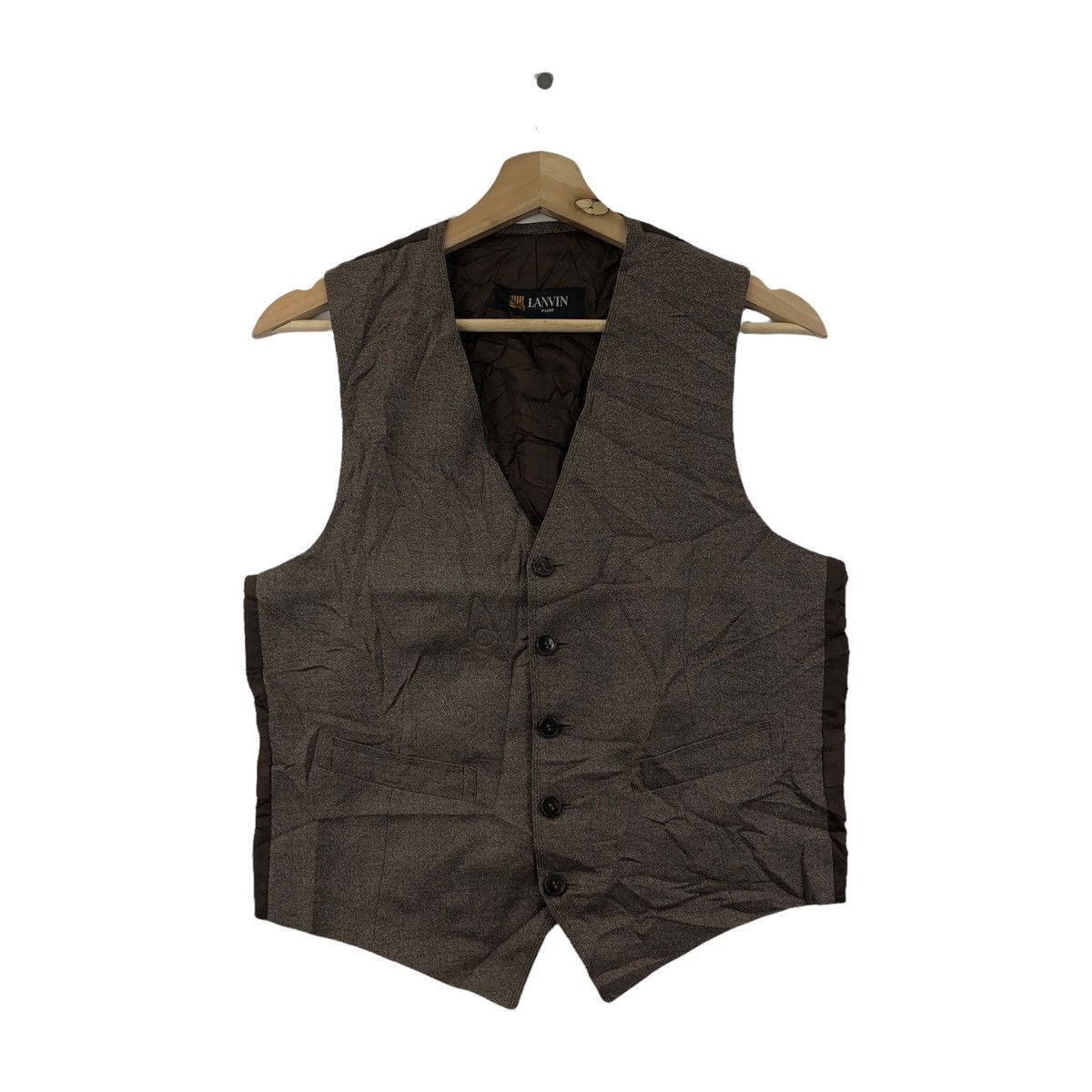 Vtg LANVIN PARIS COLLECTION Minimalist Vest Jacket Formal