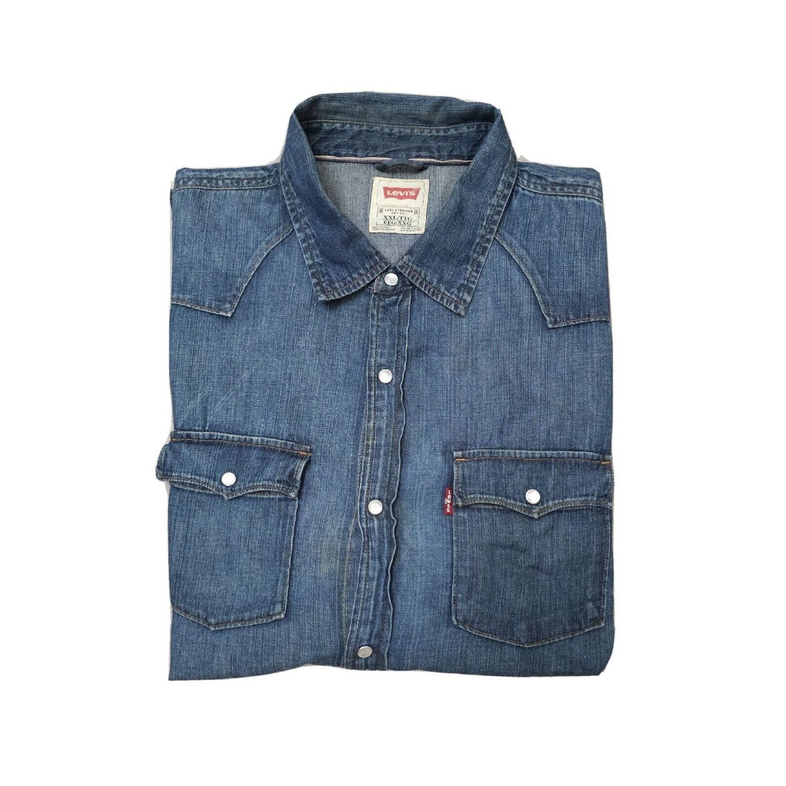 Levi's Strauss 100% Cotton Pearl Snap Denim Western Shirt