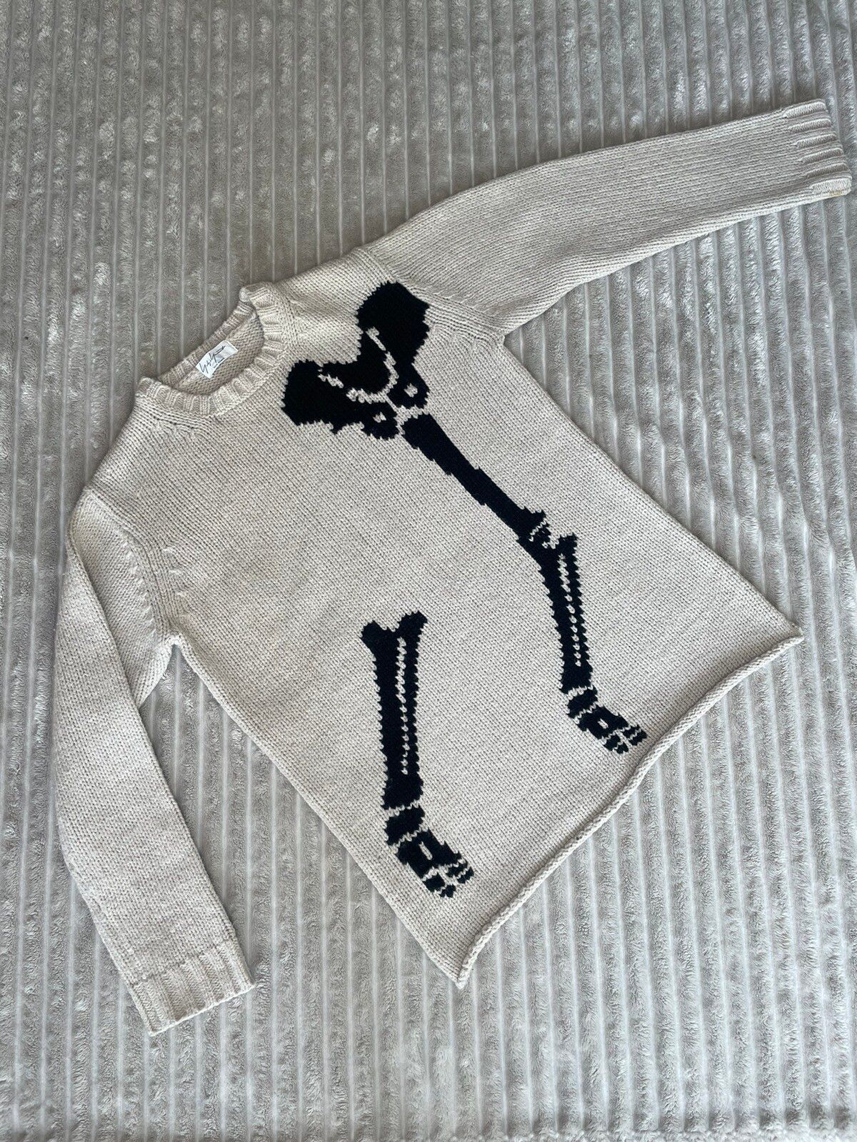 Pre-owned Yohji Yamamoto Aw11 Bones Knit Sweater In Grey