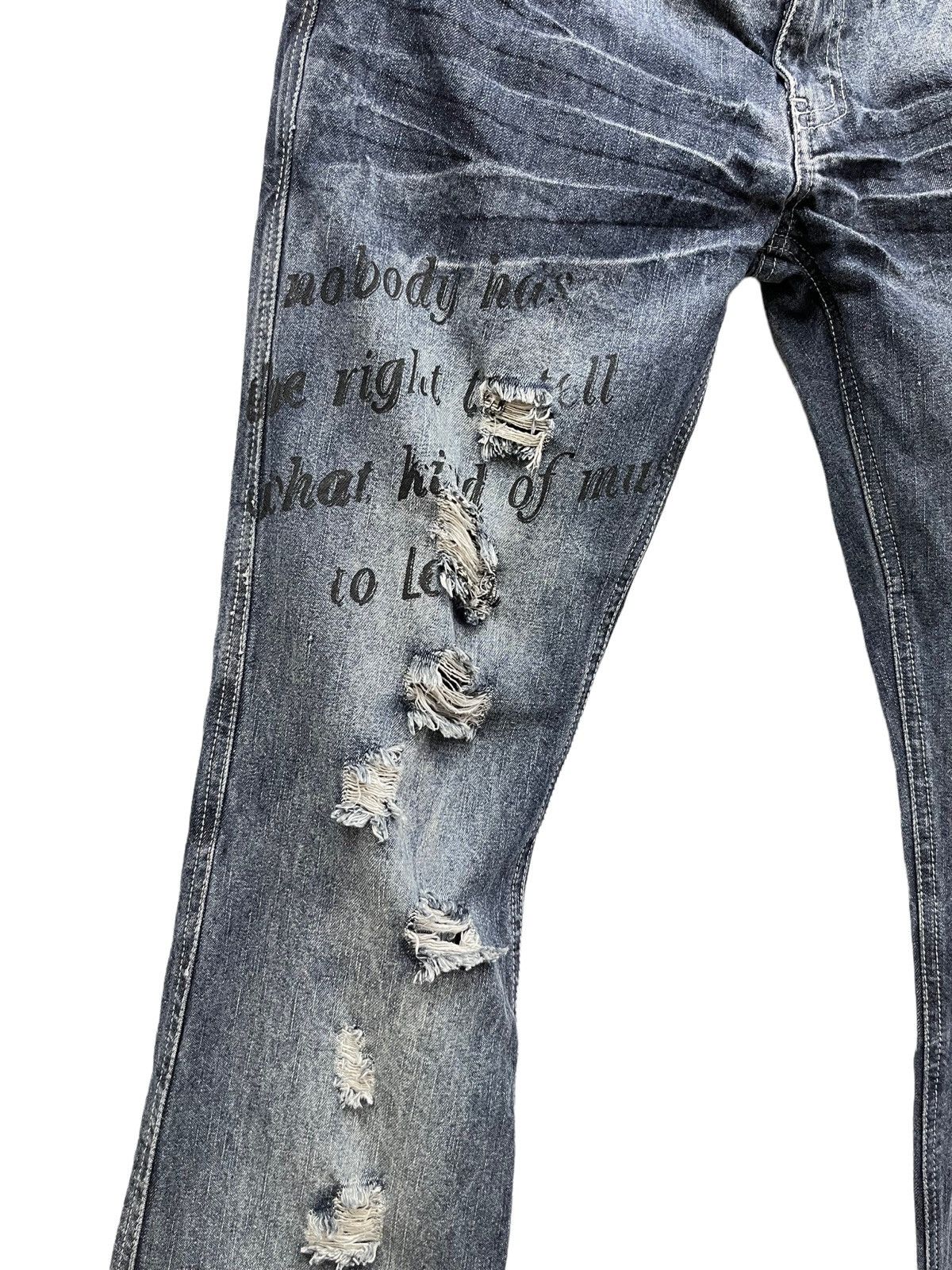 Japanese Brand × Lad Musician 🔥Real Double Waist! Distressed Denim Minimalist Flare Size US 29 - 6 Thumbnail