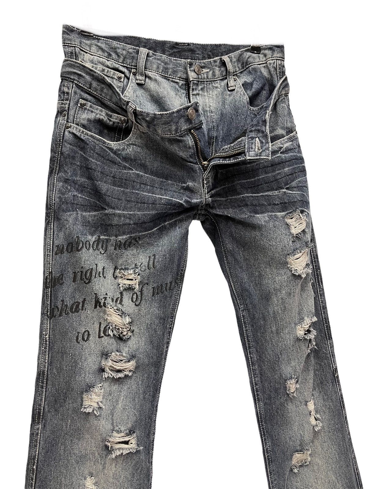 Japanese Brand × Lad Musician 🔥Real Double Waist! Distressed Denim Minimalist Flare Size US 29 - 1 Thumbnail