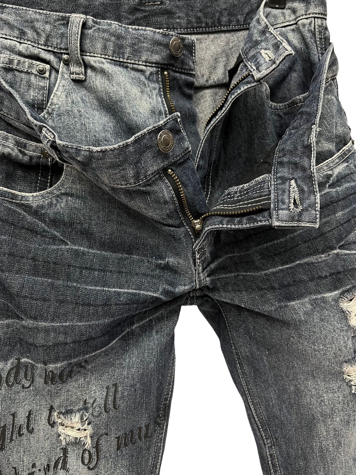 Japanese Brand × Lad Musician 🔥Real Double Waist! Distressed Denim Minimalist Flare Size US 29 - 5 Thumbnail