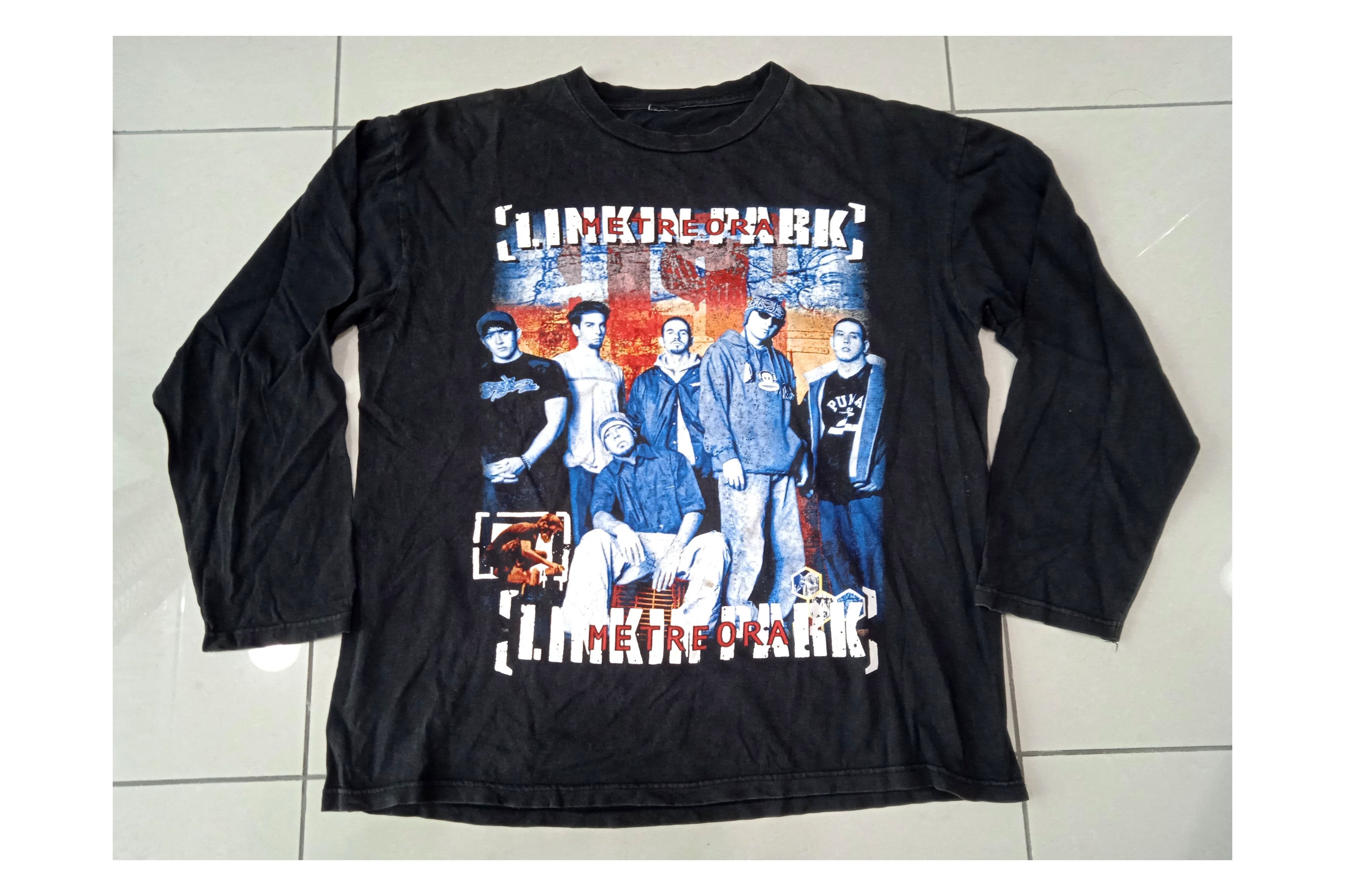 image of Band Tees x Vintage Linking Park Meteora Bootleg Longsleeve Band in Black, Men's (Size XL)
