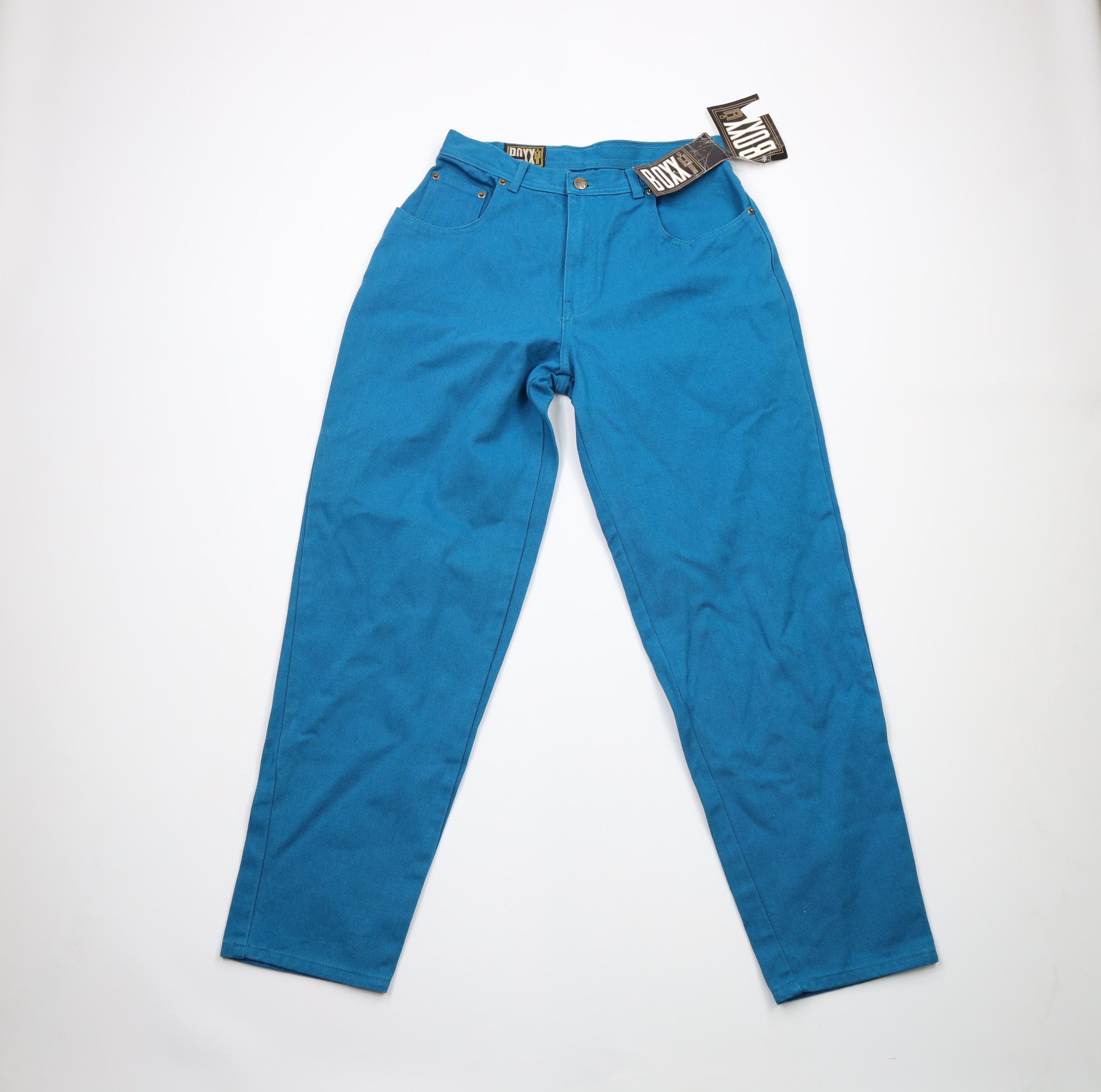 Vintage 90s Y2K Blue White Striped High Rise Straight Leg Jeans 8 S