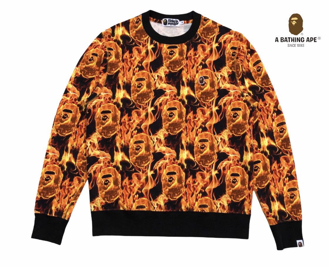 Bape A Bathing Ape Pirate Store Mens Bape Flame Panel Sweatshirt Size US M / EU 48-50 / 2 - 1 Thumbnail