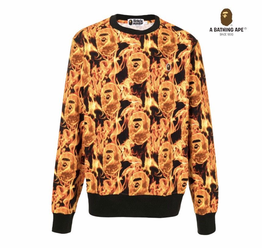Bape A Bathing Ape Pirate Store Mens Bape Flame Panel Sweatshirt Size US M / EU 48-50 / 2 - 13 Thumbnail