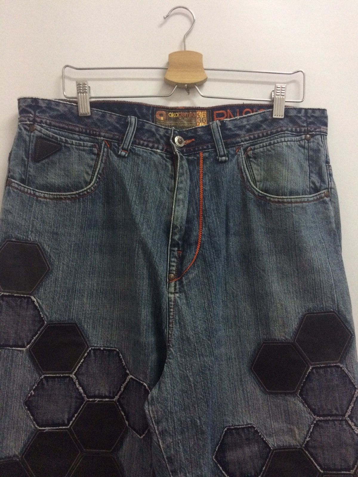 Akademiks × Japanese Brand BAGGY💀Akademiks denim jeans patchwork punk pants Size US 33 - 2 Thumbnail