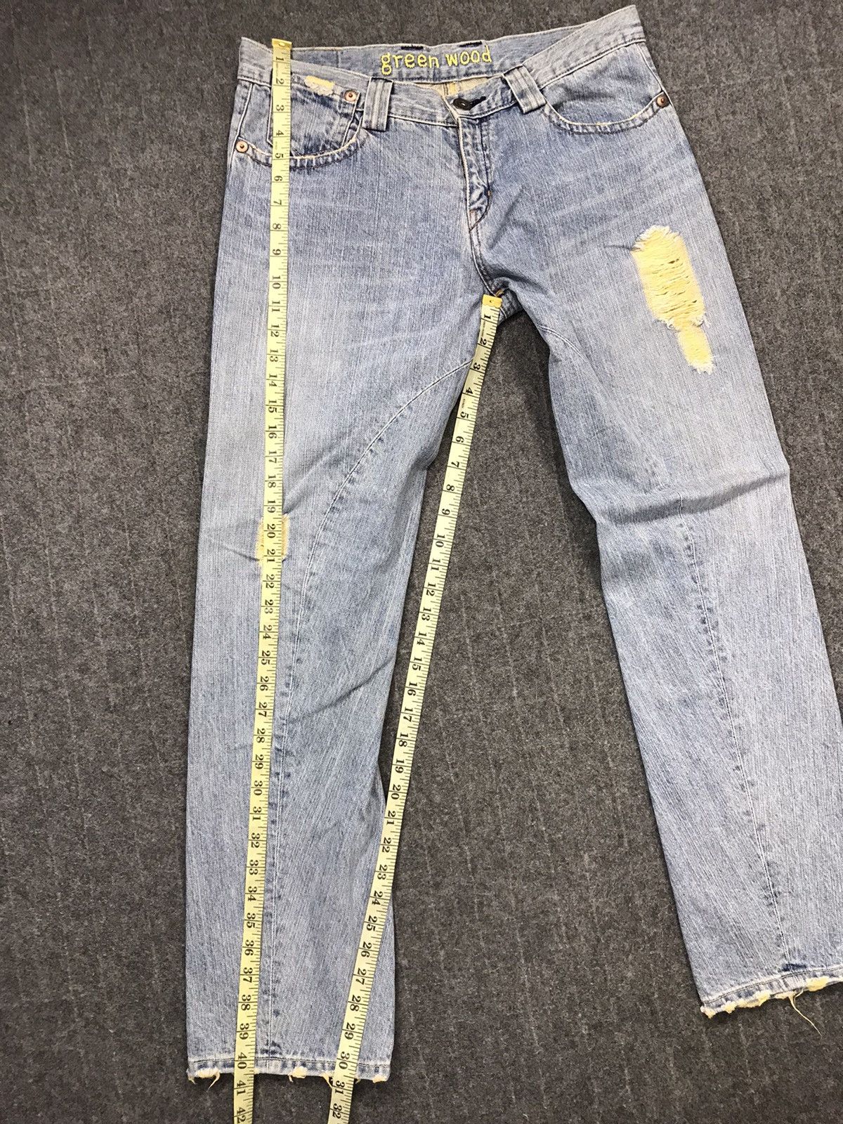 Japanese Brand × Vintage Vintage Green Wood Distressed Denim Faded Colour Design Size US 34 / EU 50 - 20 Thumbnail
