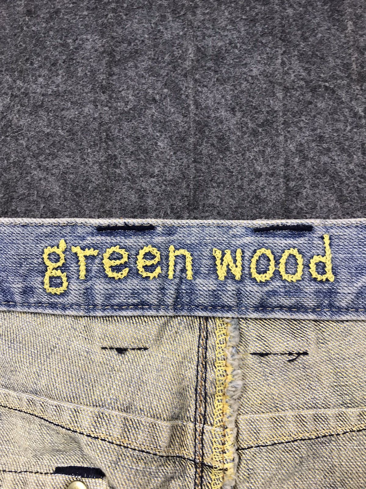 Japanese Brand × Vintage Vintage Green Wood Distressed Denim Faded Colour Design Size US 34 / EU 50 - 15 Thumbnail