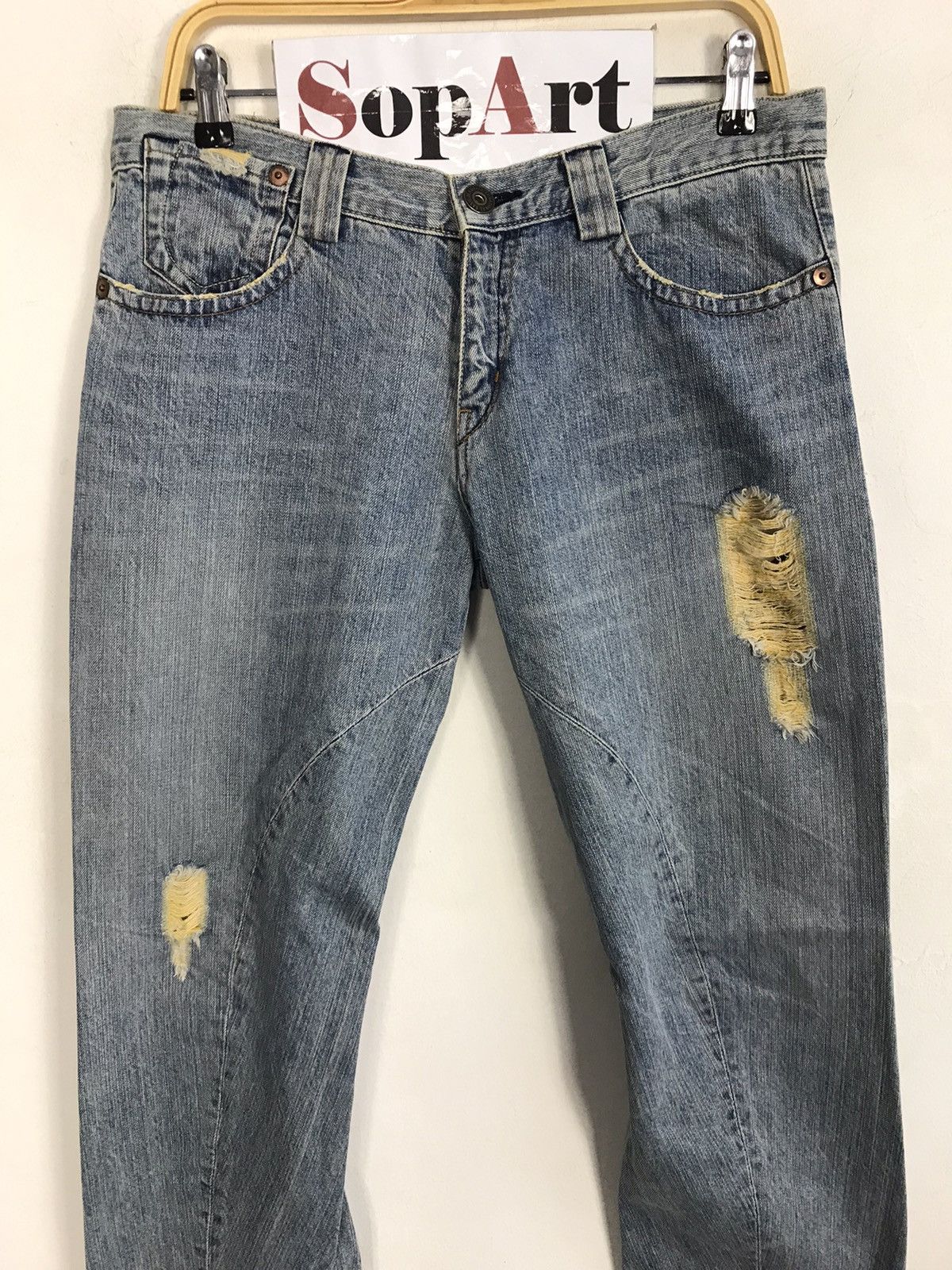 Japanese Brand × Vintage Vintage Green Wood Distressed Denim Faded Colour Design Size US 34 / EU 50 - 3 Thumbnail