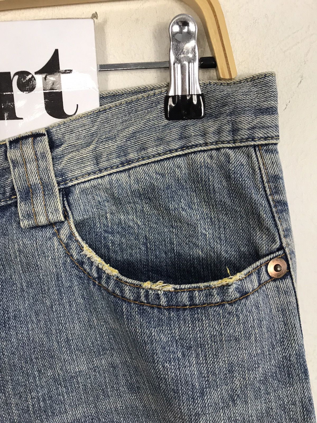 Japanese Brand × Vintage Vintage Green Wood Distressed Denim Faded Colour Design Size US 34 / EU 50 - 7 Thumbnail
