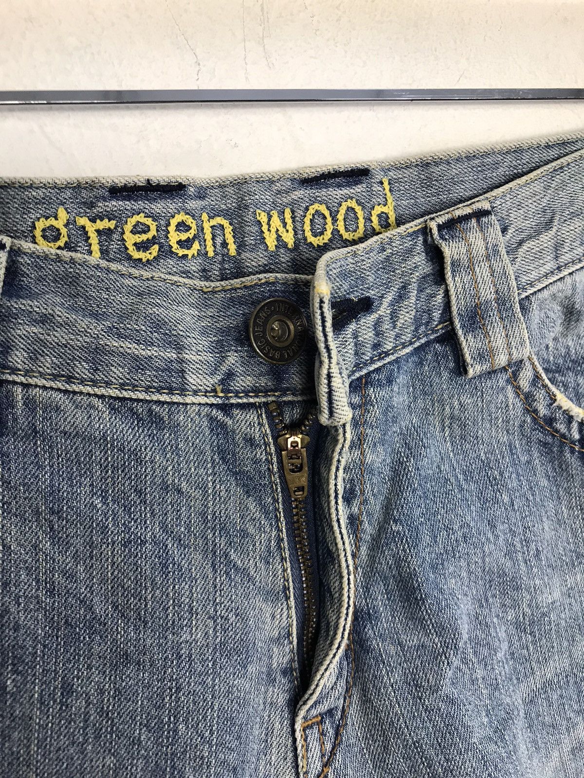 Japanese Brand × Vintage Vintage Green Wood Distressed Denim Faded Colour Design Size US 34 / EU 50 - 10 Thumbnail