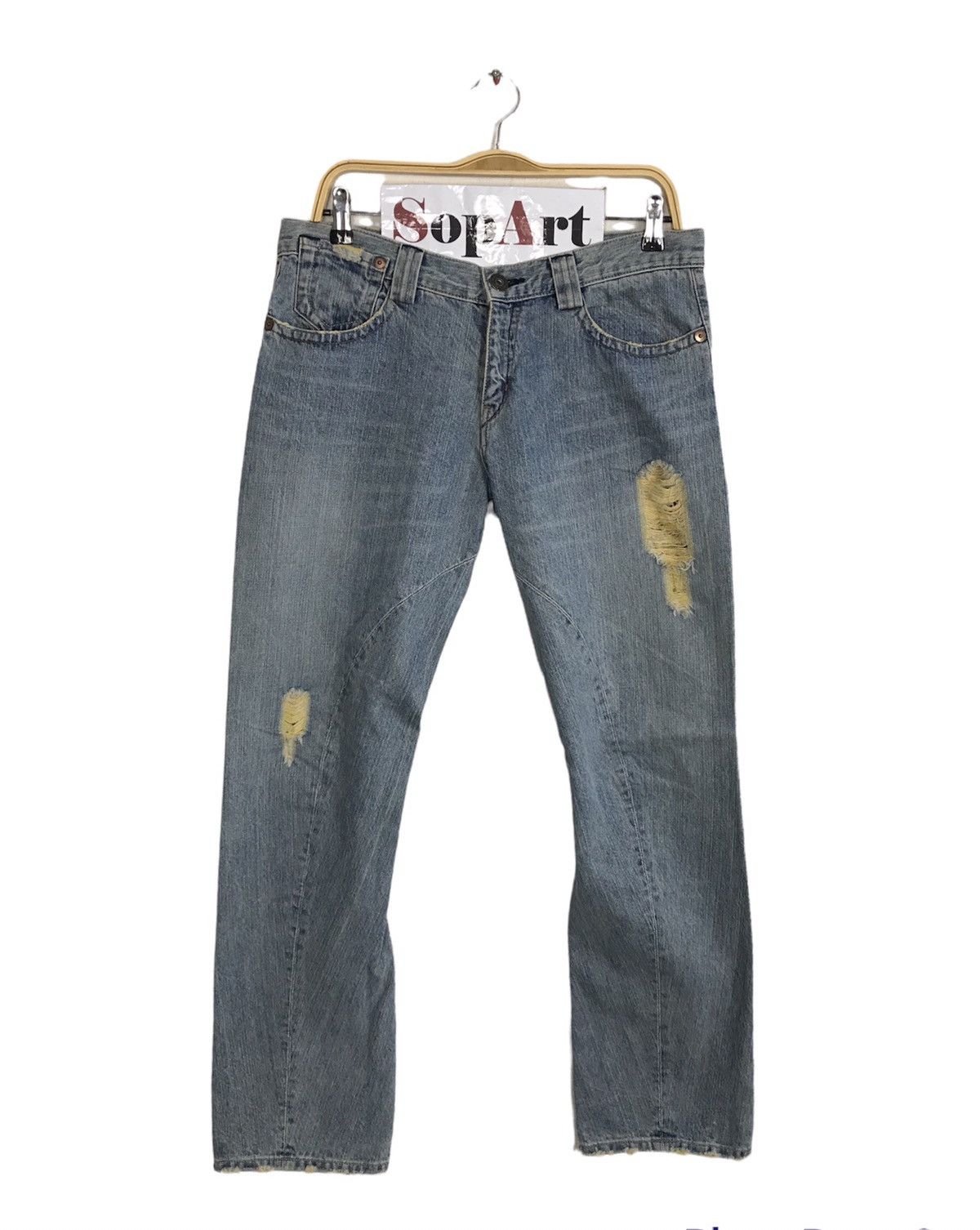 Japanese Brand × Vintage Vintage Green Wood Distressed Denim Faded Colour Design Size US 34 / EU 50 - 1 Thumbnail