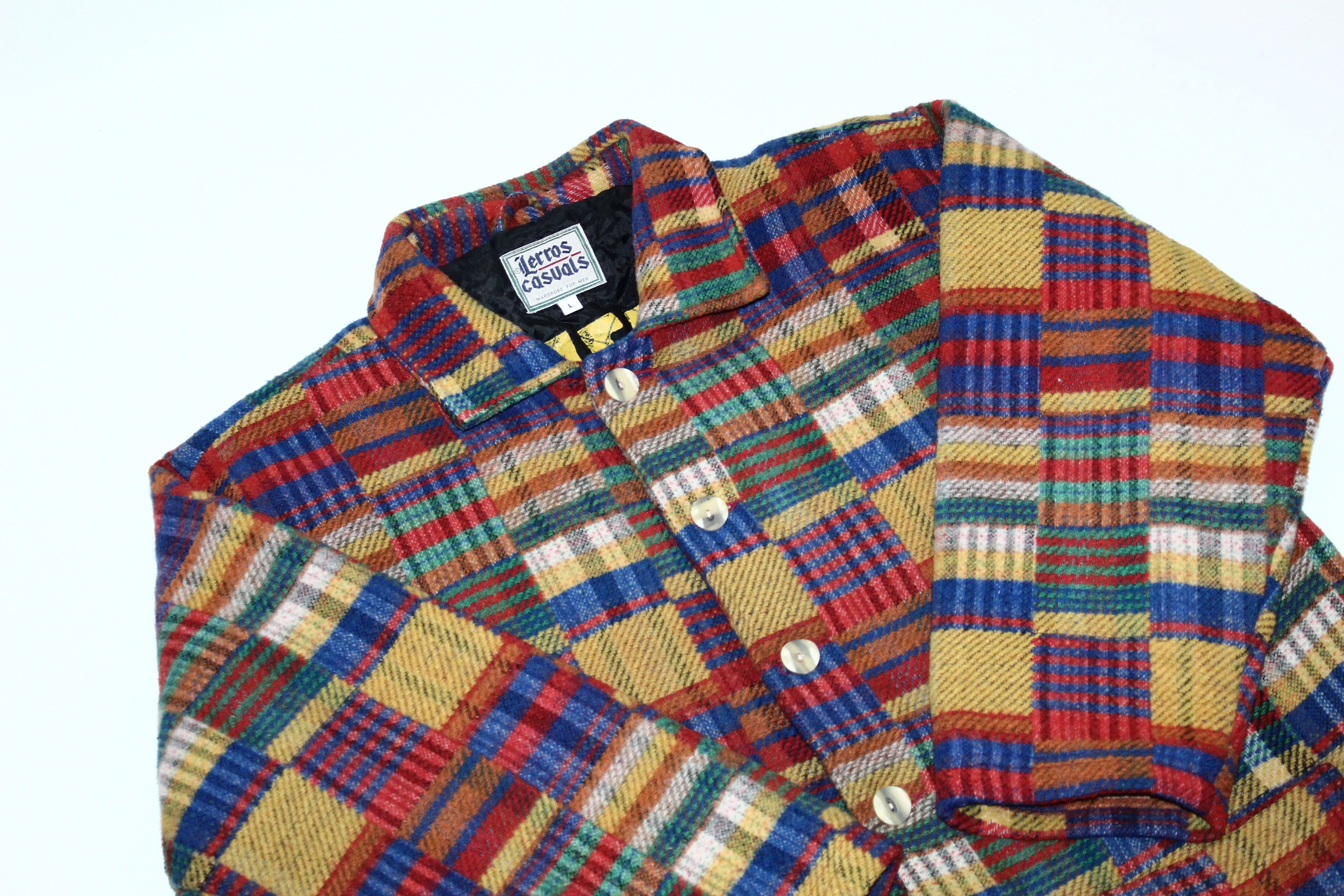 Japanese Brand 80's Lerros New Generation Recycled Patchwork Flannel Jacket Size US XL / EU 56 / 4 - 3 Thumbnail
