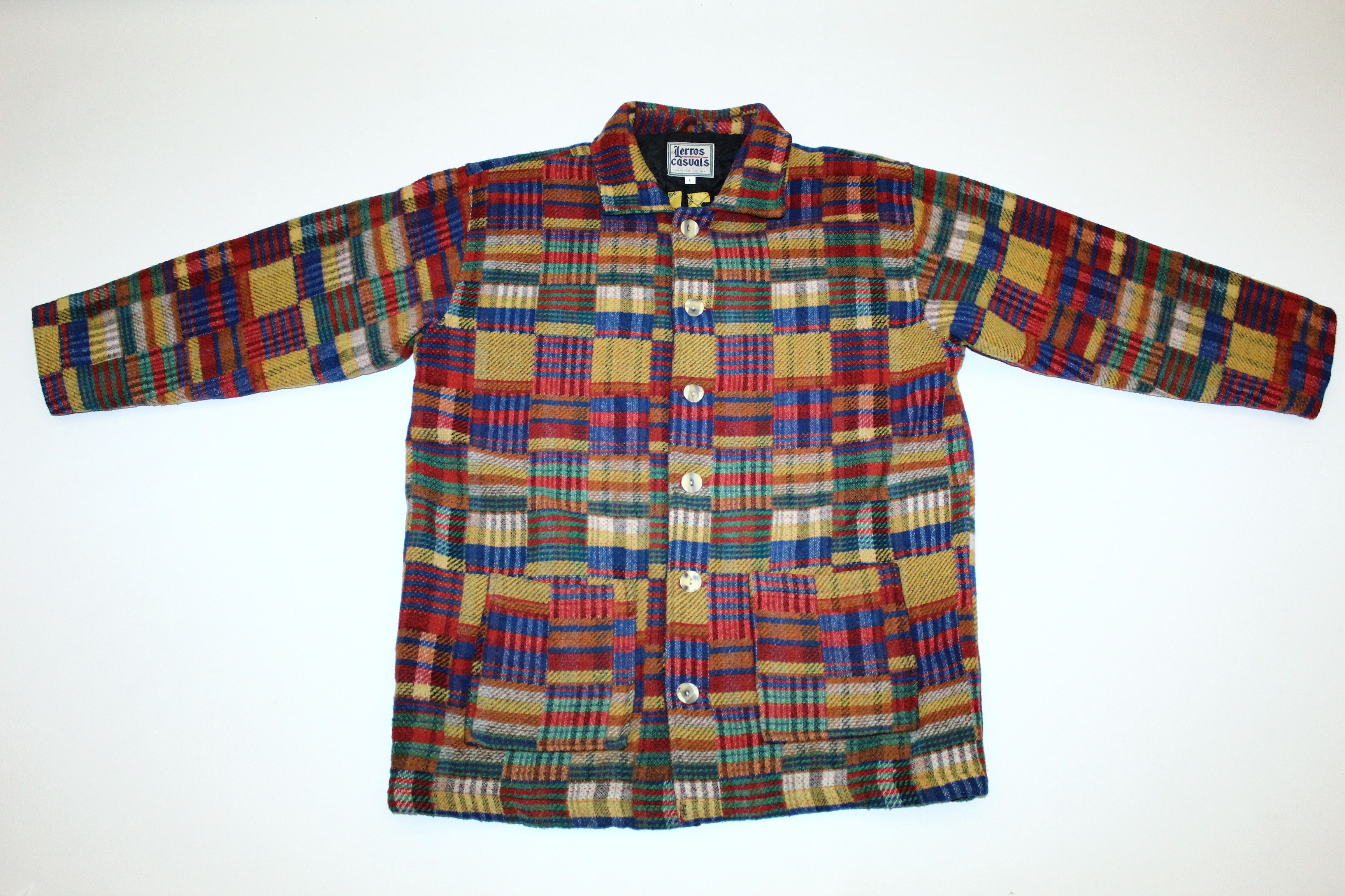 Japanese Brand 80's Lerros New Generation Recycled Patchwork Flannel Jacket Size US XL / EU 56 / 4 - 2 Thumbnail