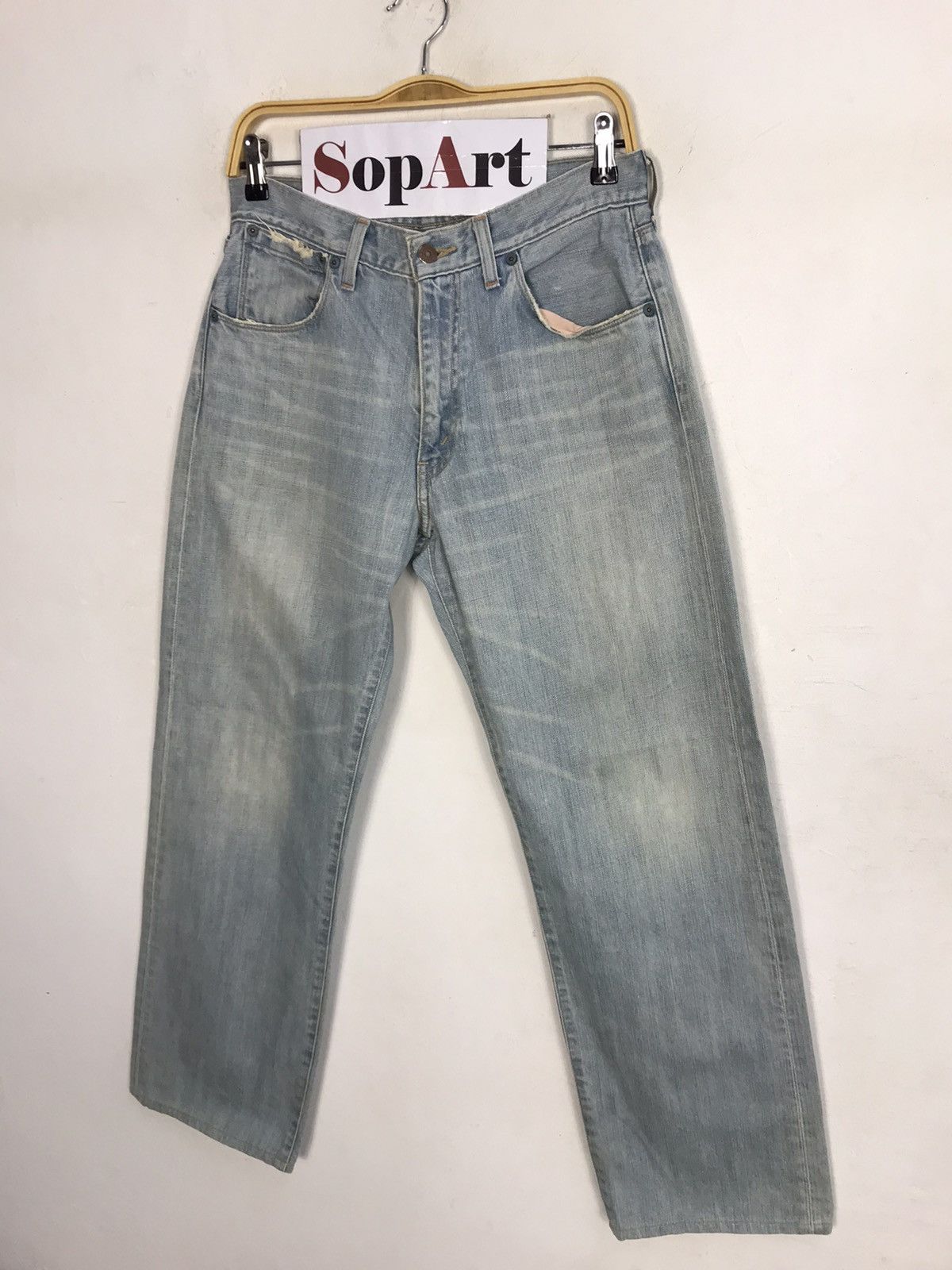 Levi's × Vintage Vintage Levis Lot553 Light Blue Wash Distressed Jeans Size US 30 / EU 46 - 4 Thumbnail