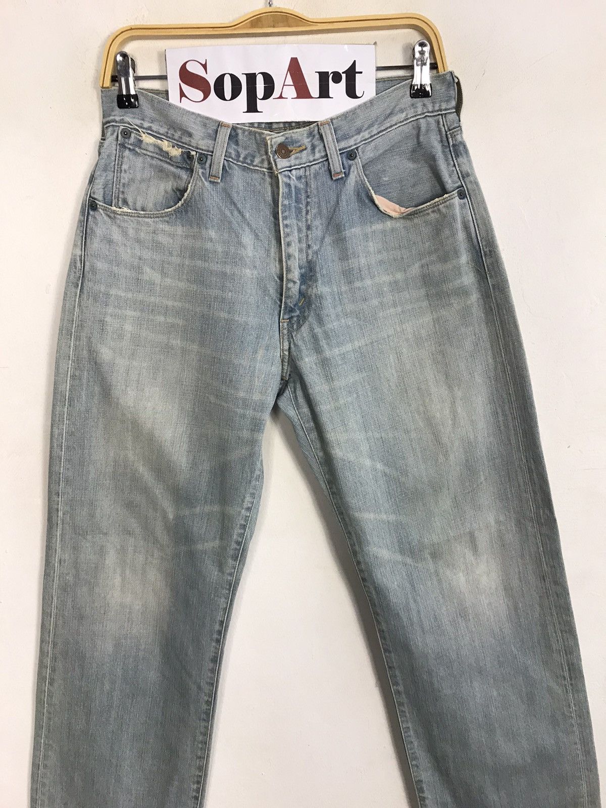 Levi's × Vintage Vintage Levis Lot553 Light Blue Wash Distressed Jeans Size US 30 / EU 46 - 3 Thumbnail