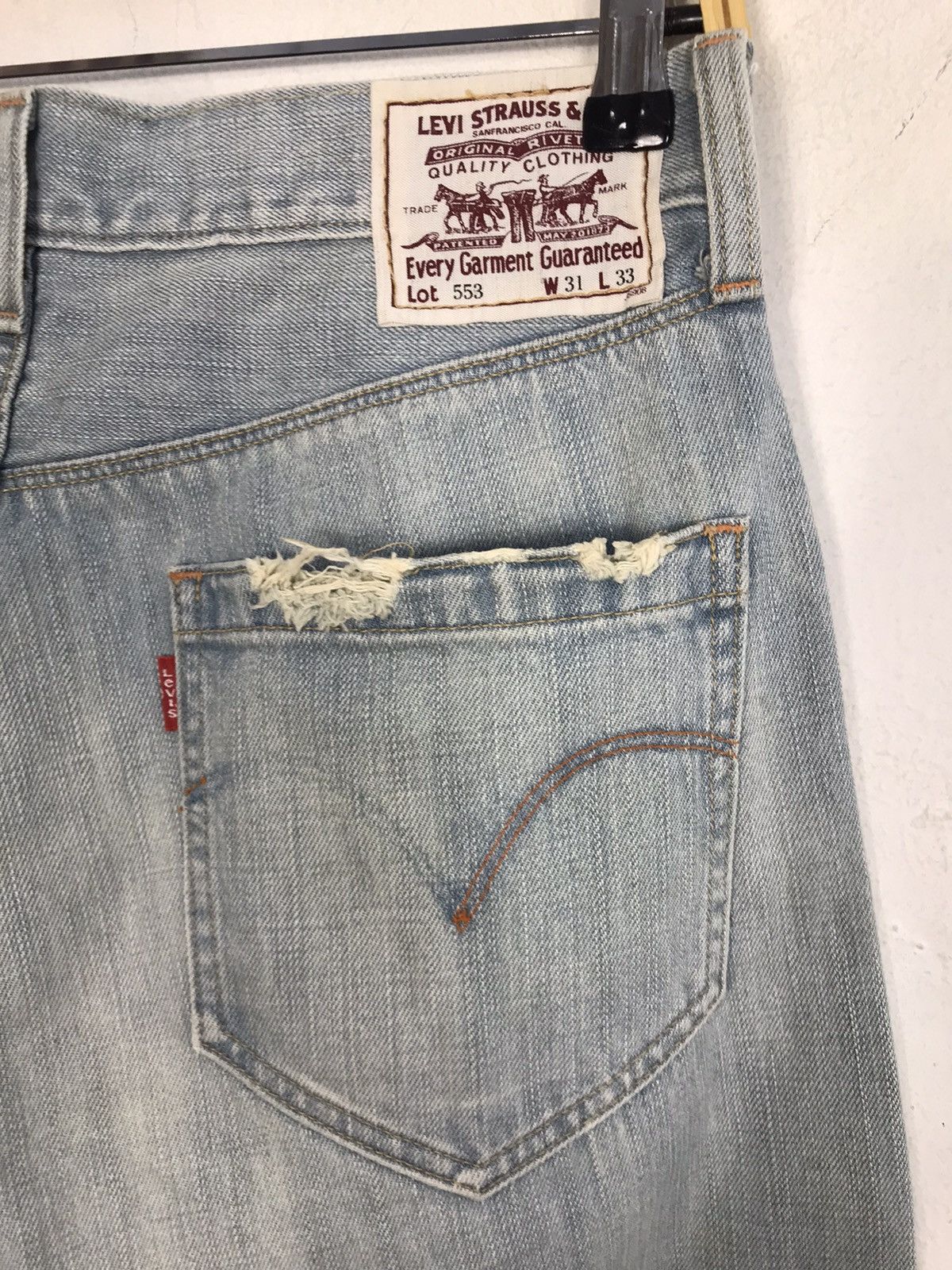 Levi's × Vintage Vintage Levis Lot553 Light Blue Wash Distressed Jeans Size US 30 / EU 46 - 10 Thumbnail