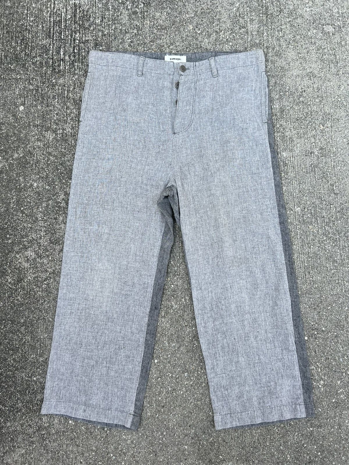 Vintage Tumugu Japan 100% Linen Two Tones Drawstring Trouser Size US 34 / EU 50 - 1 Thumbnail